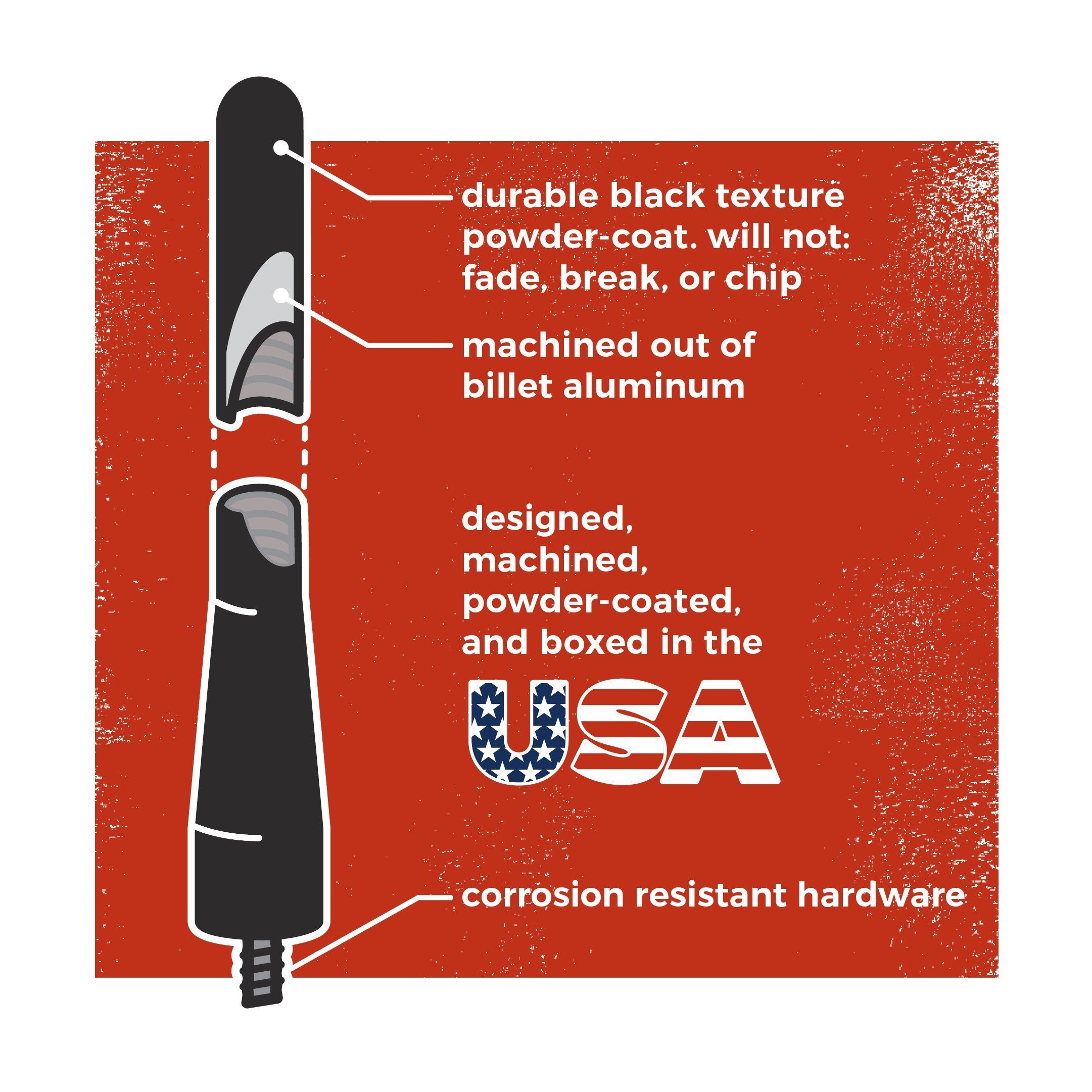 Cravenspeed Stubby Antenna Compatible With Toyota Fj Cruiser 2007-2014 | 4 Inches | Short Antenna Replacement | Made In The Usa