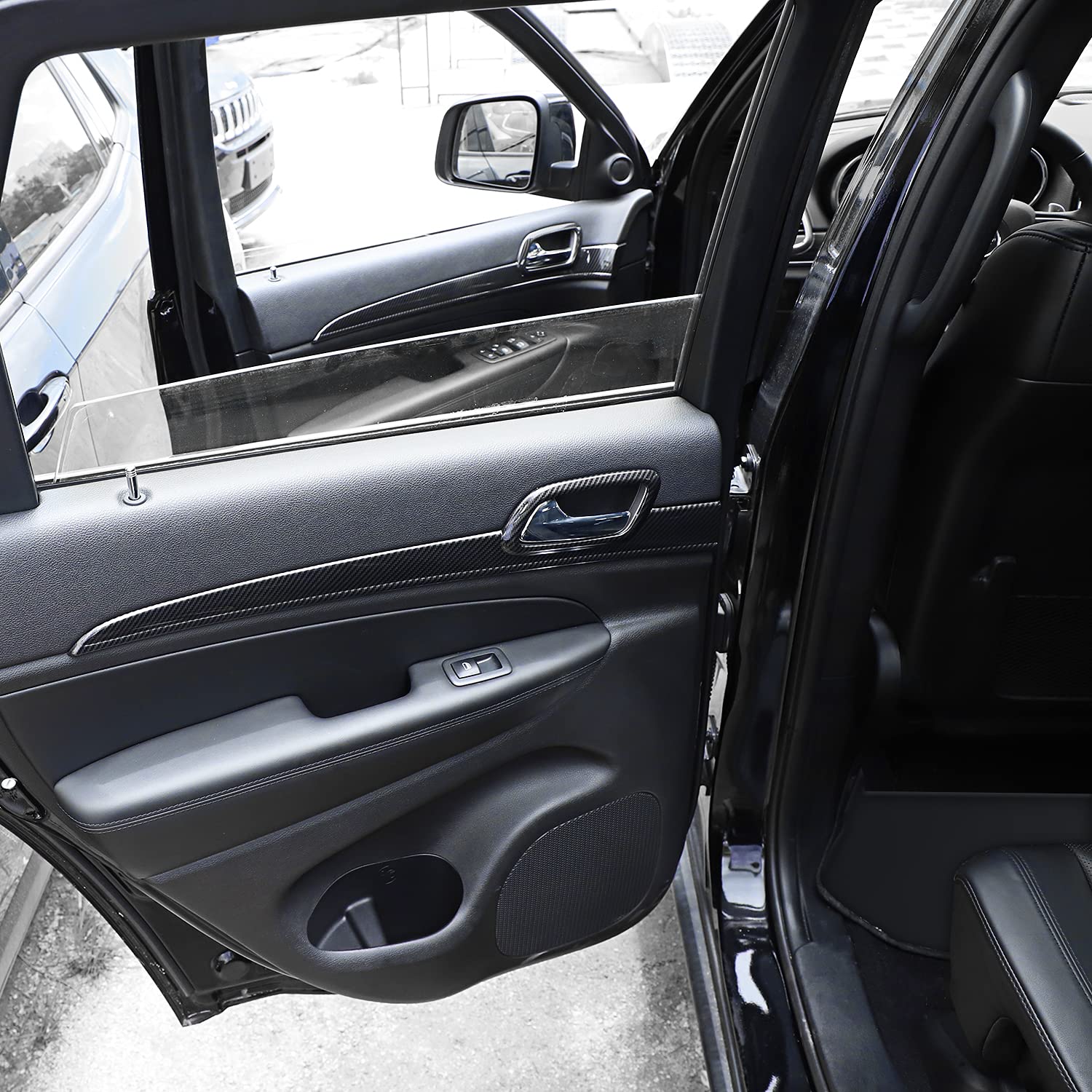 Hoolcar Interior Door Handle Cover Kits Abs Trims For 2011-2020 Jeep Grand Cherokee, Carbon Fiber