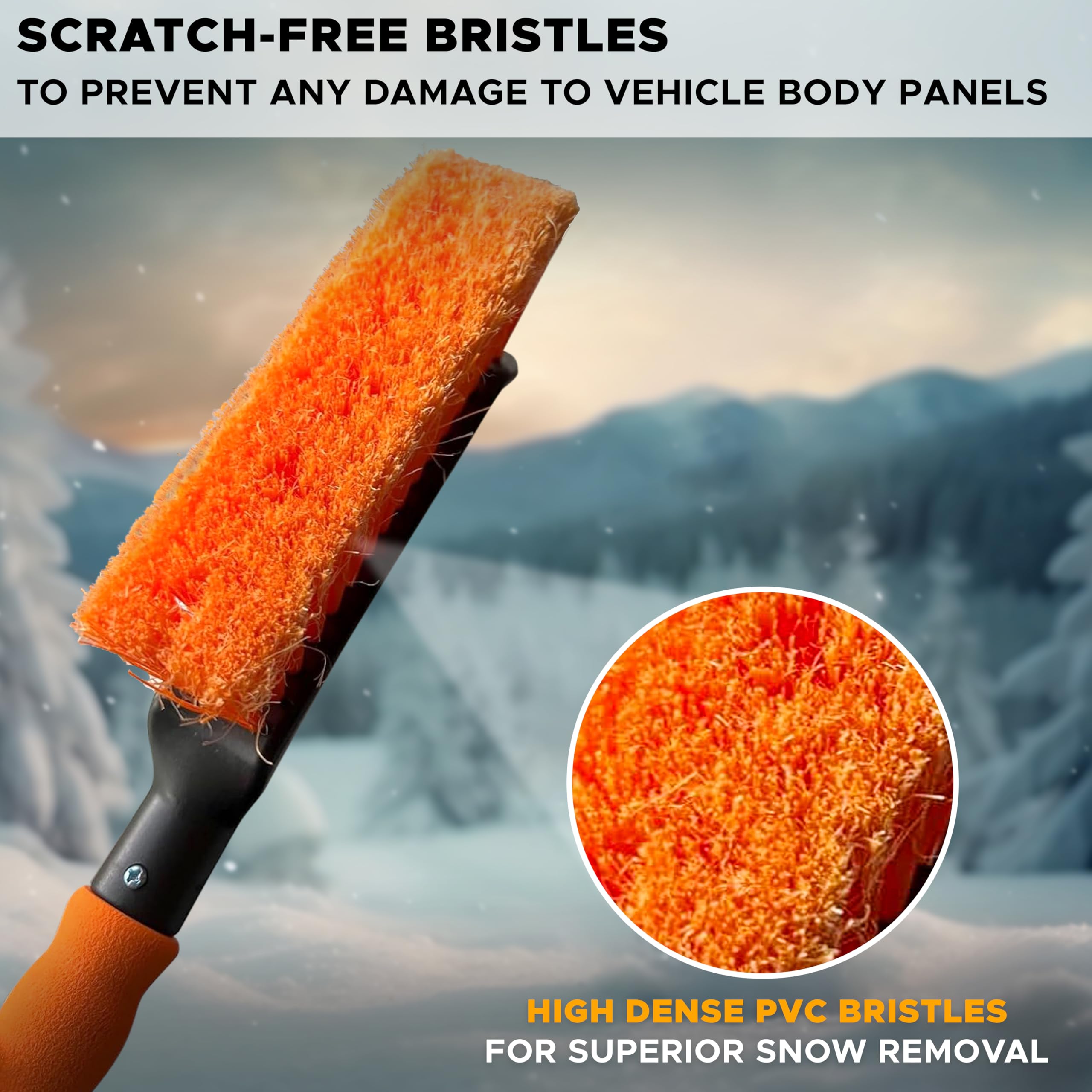 Econour 17'' Snow Brush & Ice Scraper For Car Windshield | Automotive Snow Brush With Ergonomic Foam Grip | Heavy-Duty Winter Ca