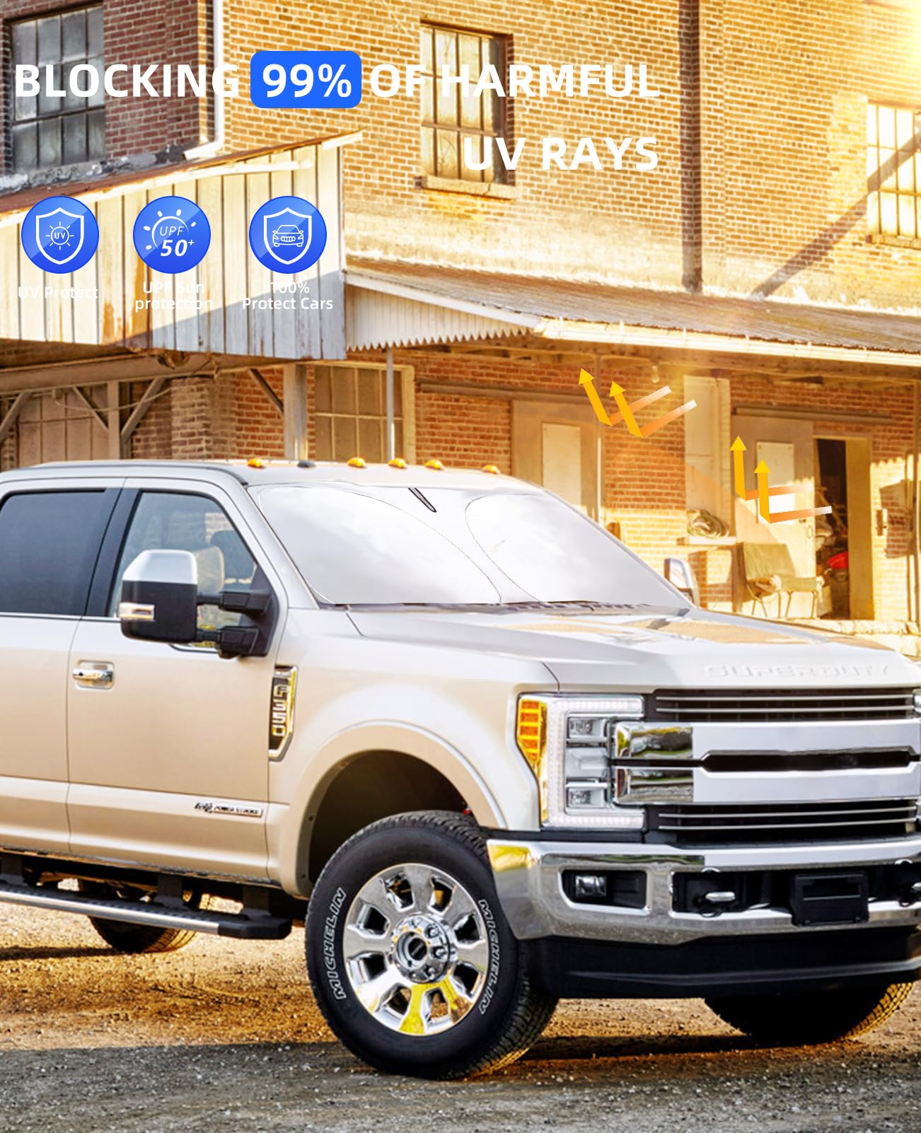 For F150 Sunshade Windshield Sun Shade For Ford F150 2015-2024 F250 F350 F450 Windshield Cover Super Crew Cab, Platinum, Xl Rapt