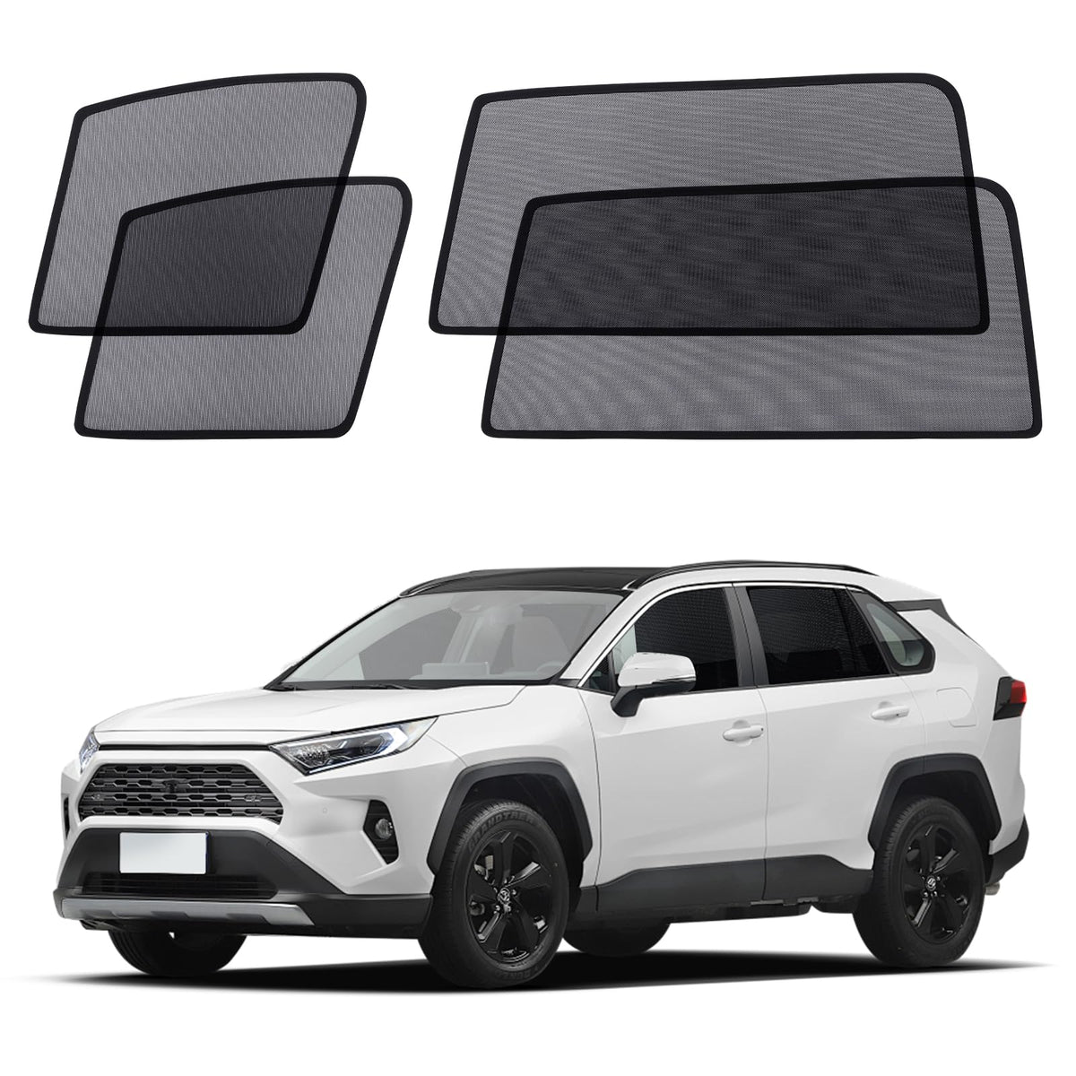 XCBYT Car Window Shades - 4 Pack for 2019-2024 Toyota RAV4 Sun Shade Side Window Sun Shade Car Window Shade for Baby with Breath