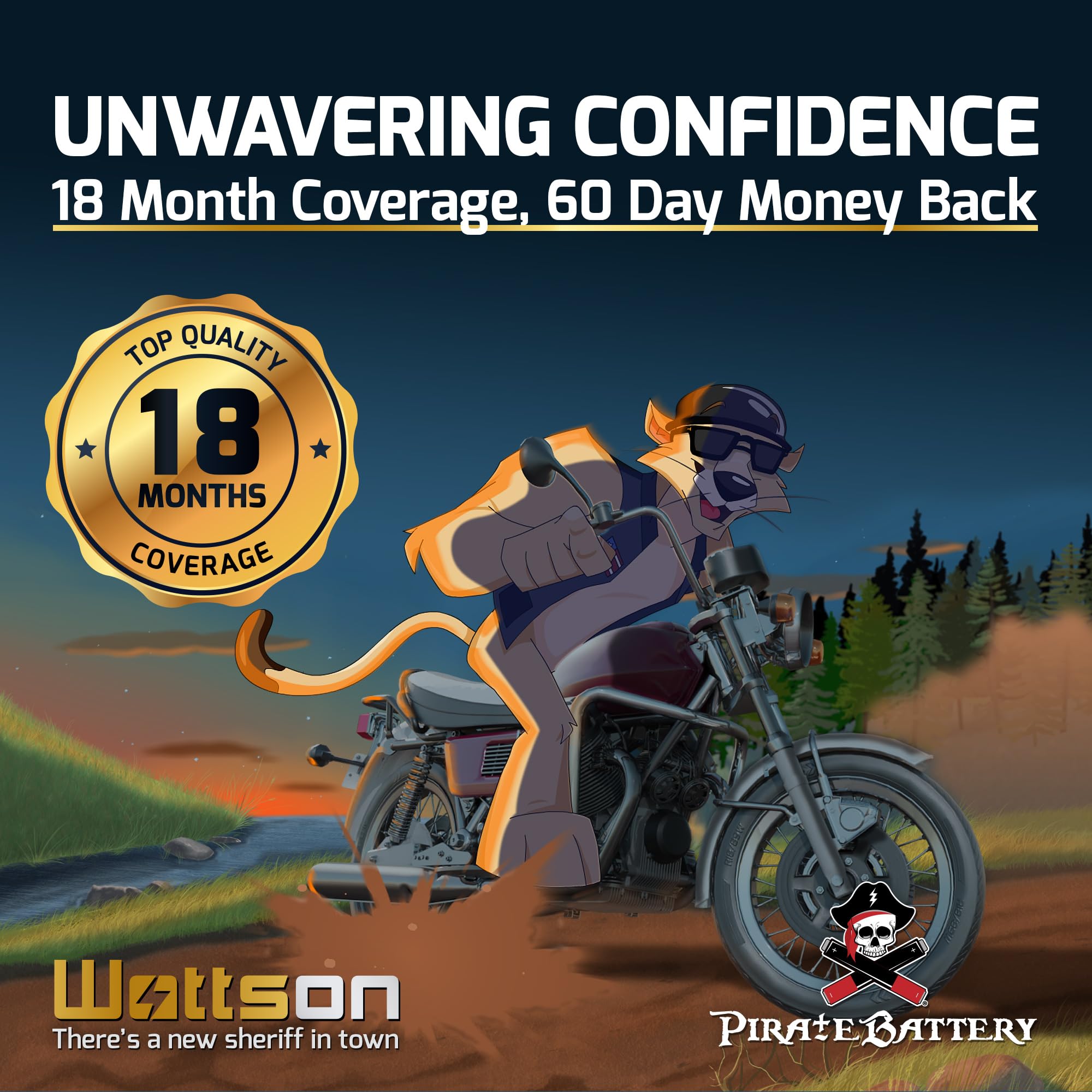 Pirate Battery 14L-Bs Maintenance-Free 12V 16Ah Battery Replacement For Atv, Motorcycle, Jet Skis, Scooter, Utv, And More - Nut