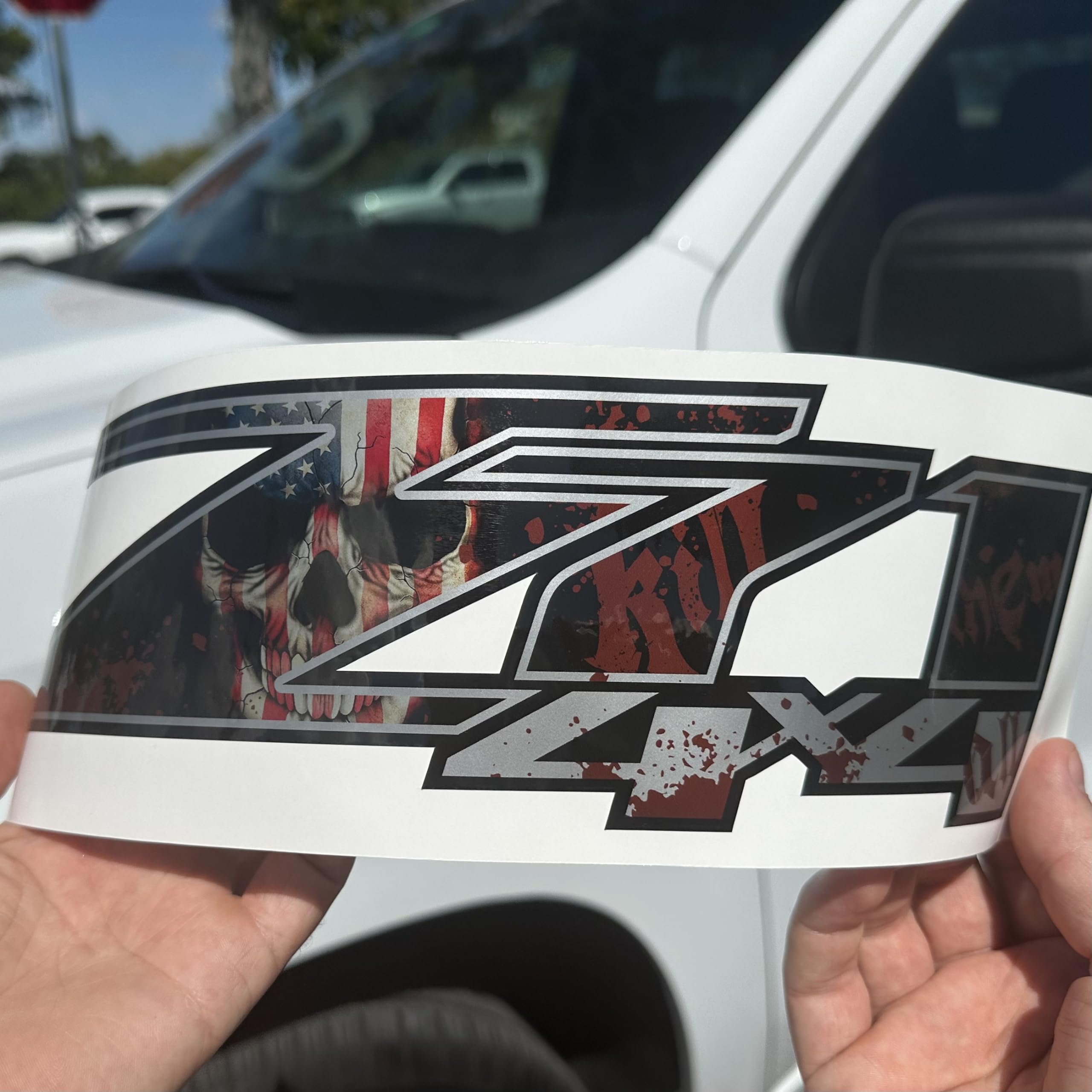 Chevy Silverado Z71 4X4 Decals Stickers (Dimensions 12.5'' X 4'') - F (2007-2013) Bed Side 1500 2500 Hd (Set Of 2) (Skull#2 Glos