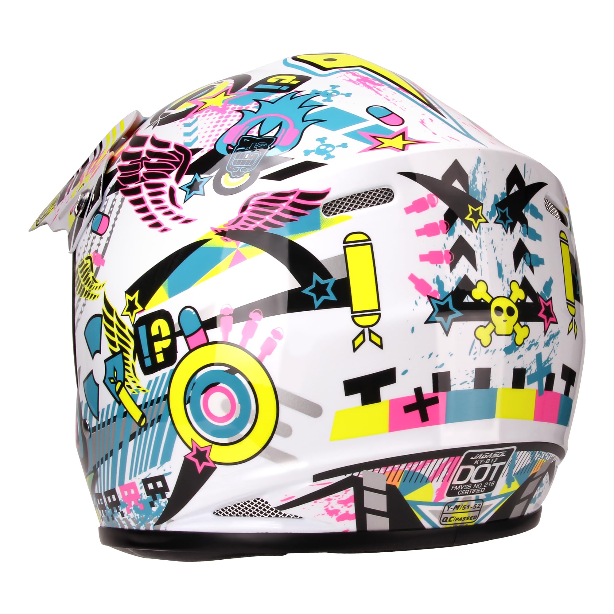 Jagasol Dot Youth Teenager Motocross Offroad Street Dirt Bike Helmet Bmx Mx Atv Helmet With Goggles (Small, White)