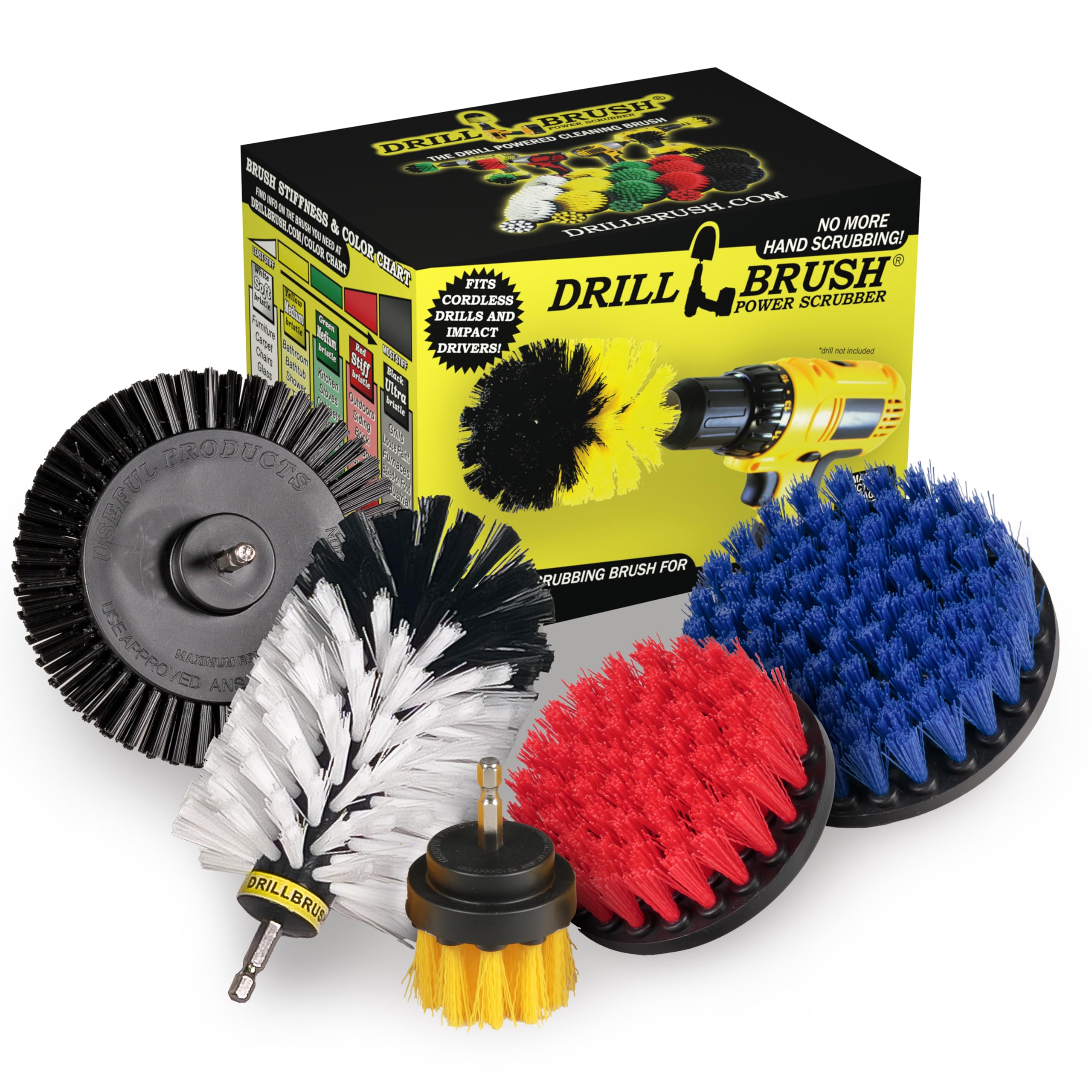 Drill Brush Attachment Set for Cleaning Wheel, Shower, Bathroom - Crevice Cleaning Brushes - Interior Car Detailing Power Scrubb