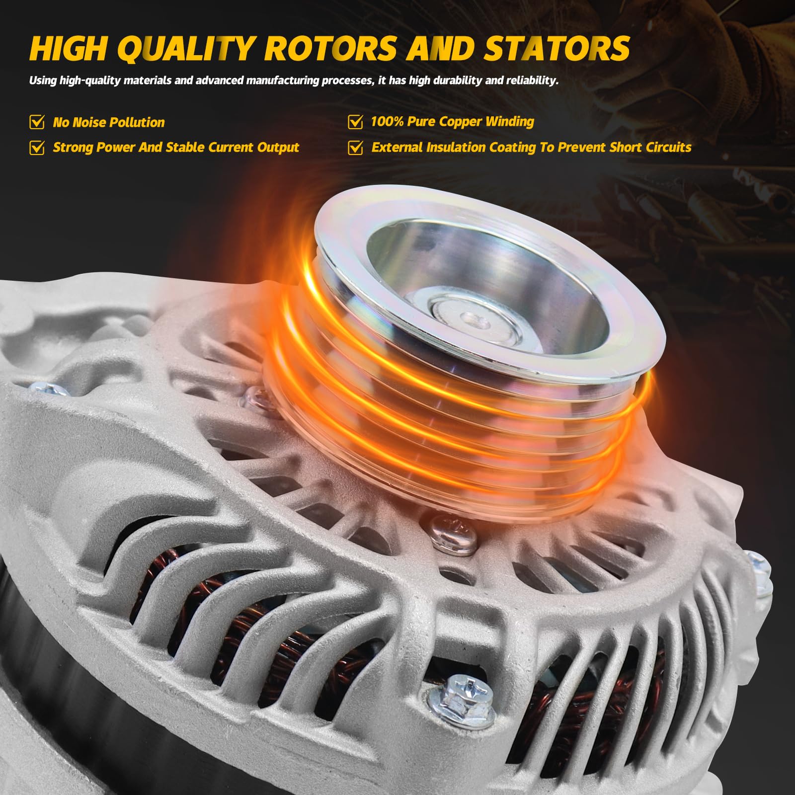 YINAVAGAD Alternator for Honda Civic L4 1.8L 2006 2007 2008 2009 2010 2011, Replace 31100RNAA01 11176 400-48050 3611176 40048050