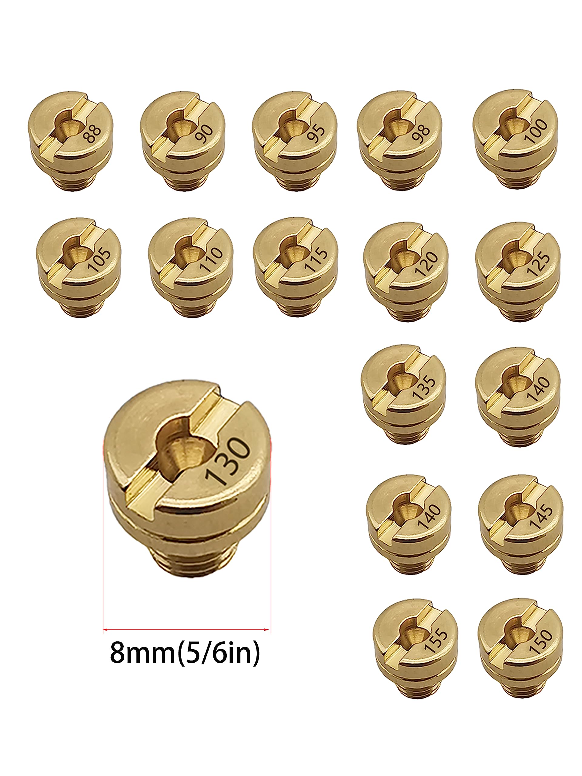 16Pcs Carburetor Jet Kit Main Jets For Mikuni Vm22 Vm24 Vm26 125Cc 150Cc 200Cc 250Cc For Mini Bike Dirt Bike Pit Bike Atv 88 90