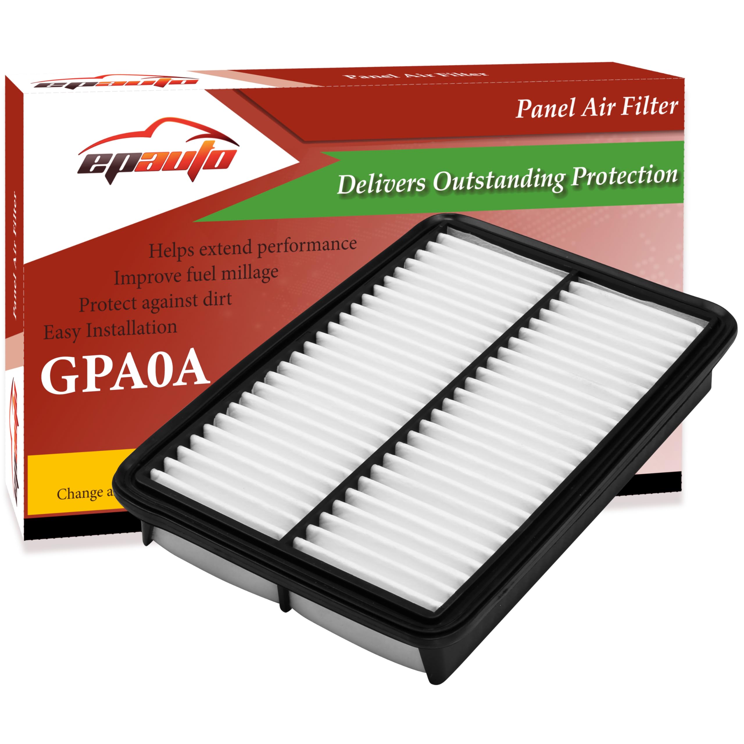 EPAuto GPA0A (PE07-13-3A0A) Replacement for Mazda Rigid Panel Engine Air Filter for SkyActiv Mazda 3 (2013-2018), Mazda 6 (2014-2021), CX-5 2.5L (2013-2024)