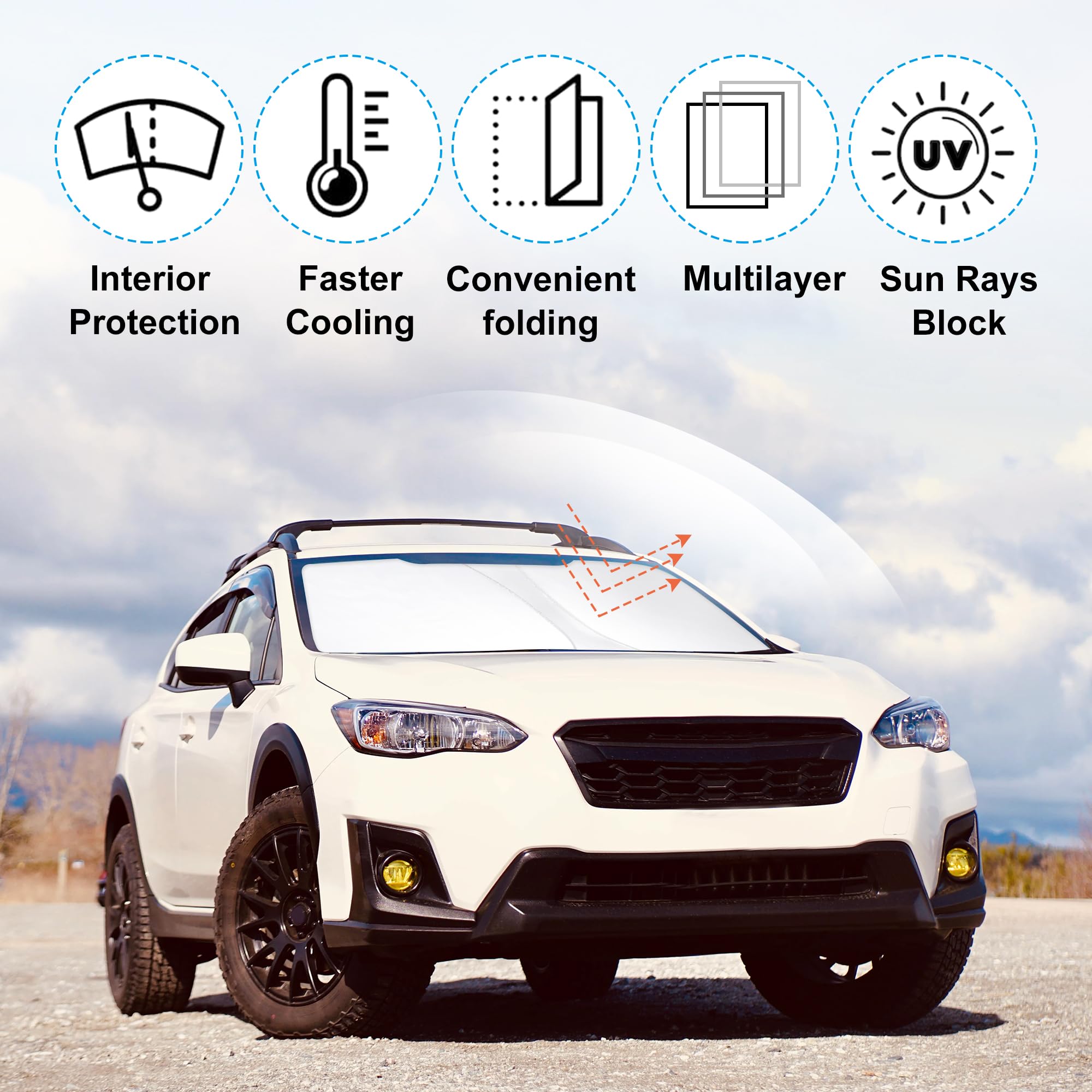 Yycke Windshield Sun Shade Accessories Compatible With 2023 2022 2021 2020 2019 2018 Crosstrek For Subaru 2.0I Premium Limited W