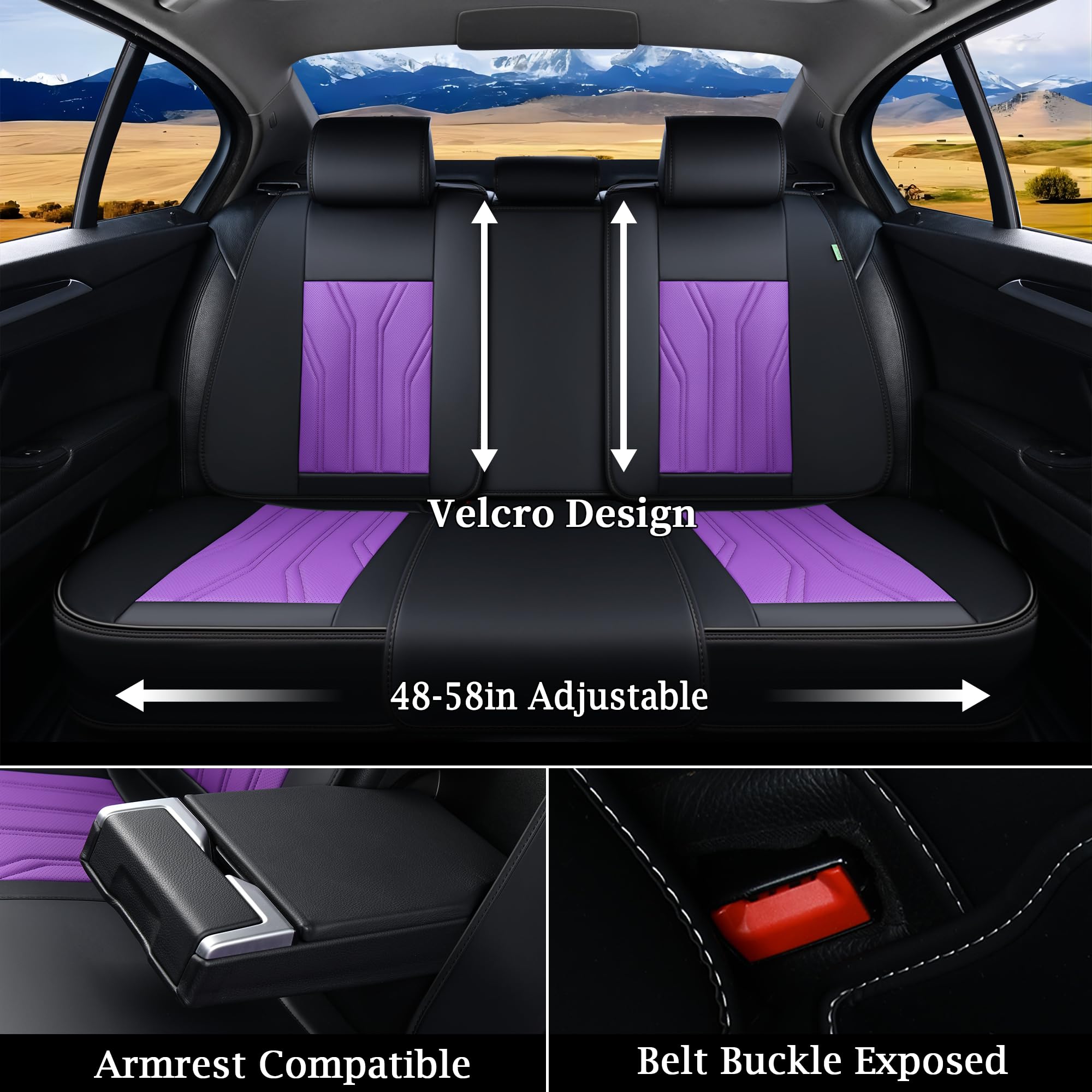 FLORICH Automotive Seat Covers, Seat Covers Full Set, Car Seat Protectors 5 Seats, Purple & Black Automotive Seat Covers Fit for
