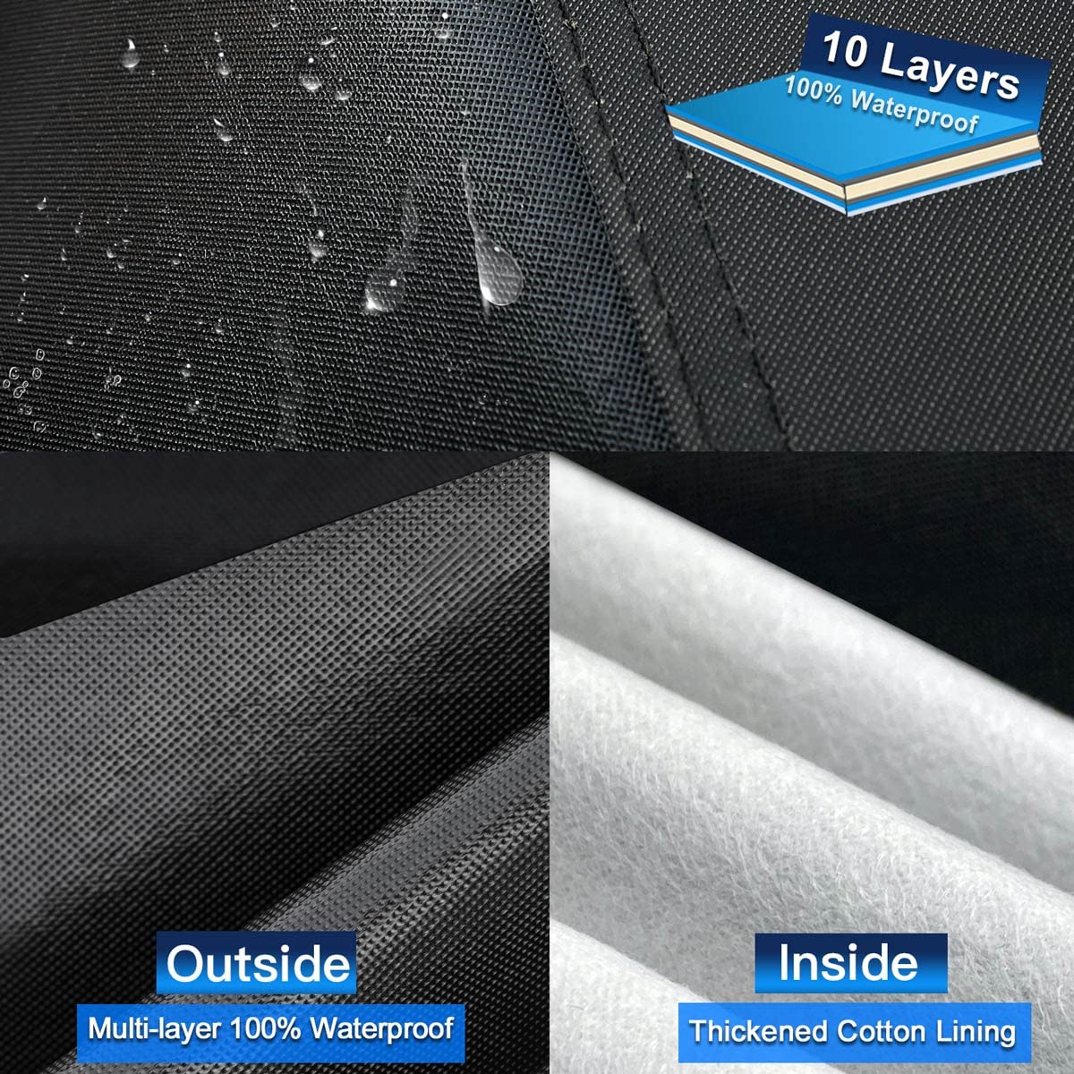 Holthly 10 Layers Sedan Car Cover Waterproof All Weather For Automobiles,100% Waterproof Outdoor Car Covers Rain Snow Uv Dust Pr