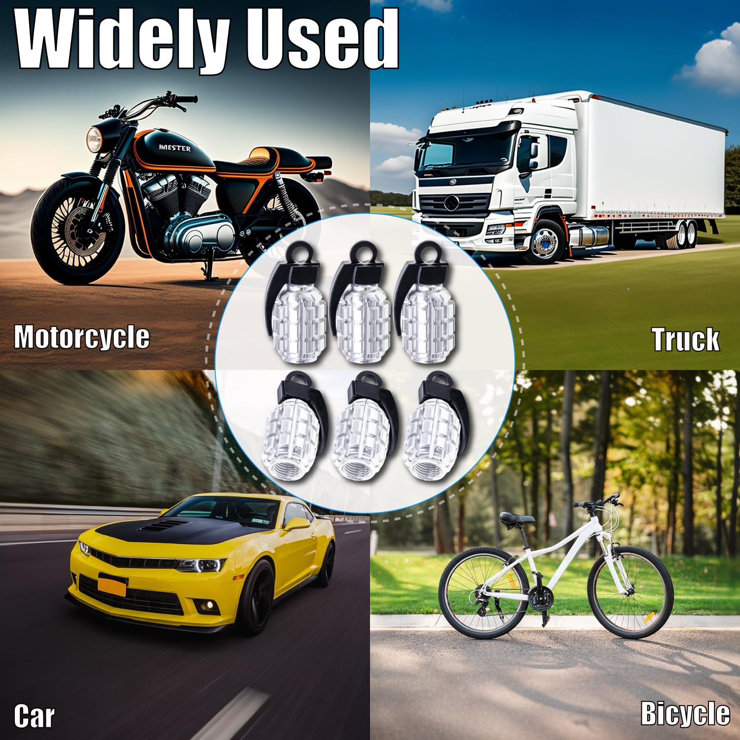 Meajoo 6Pcs Tire Valve Stem Caps, Stainless Steel Tire Valve Caps Wheel Valve Caps For Cars, Trucks, Suv, Motorcycles, Bike And