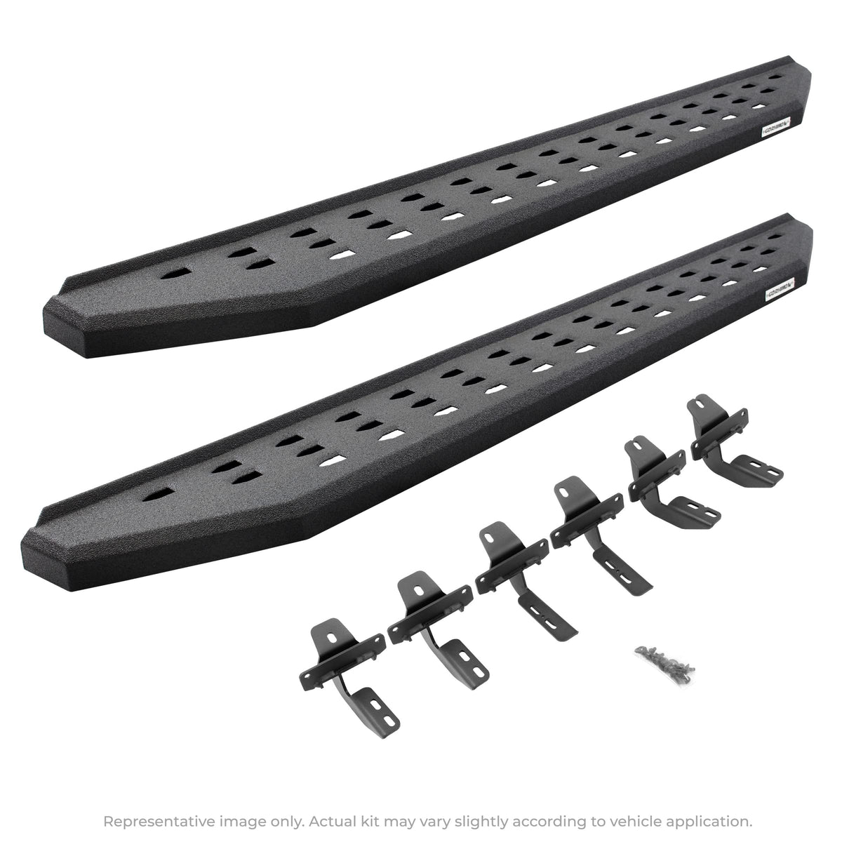 Go Rhino Rb20 Running Boards & Brackets | Galvanized Steel, Protective Bedliner Coating | 69404880T | Fits 2019-2025 Chevrolet Silverado & Gmc Sierra Double Cab (See Description)