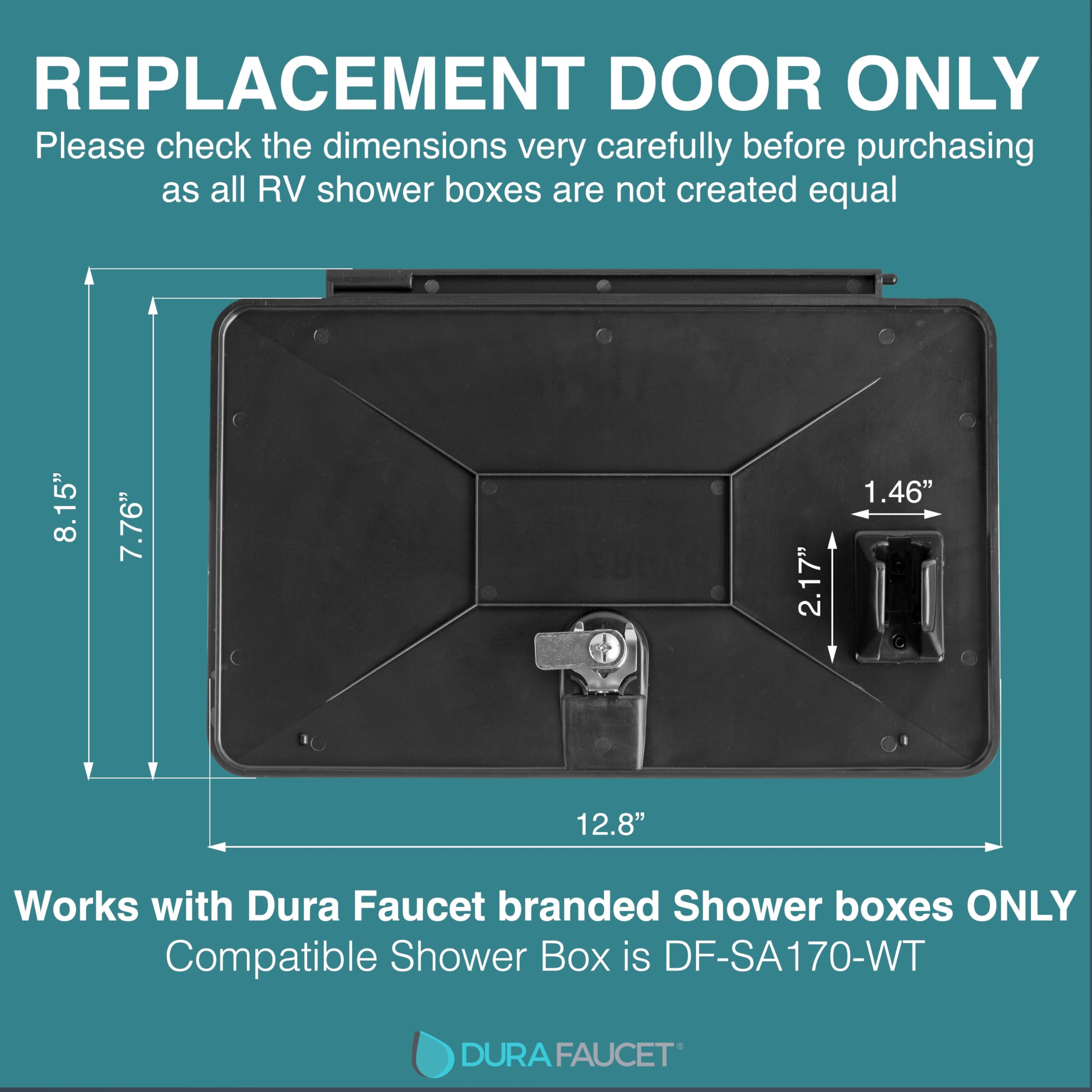 Dura Faucet Df-Sa170D-Bk Rv Weatherproof Replacement Door Brand Exterior Shower Box Kit - Lockable (Black) - Only Works Branded Shower Box Kits