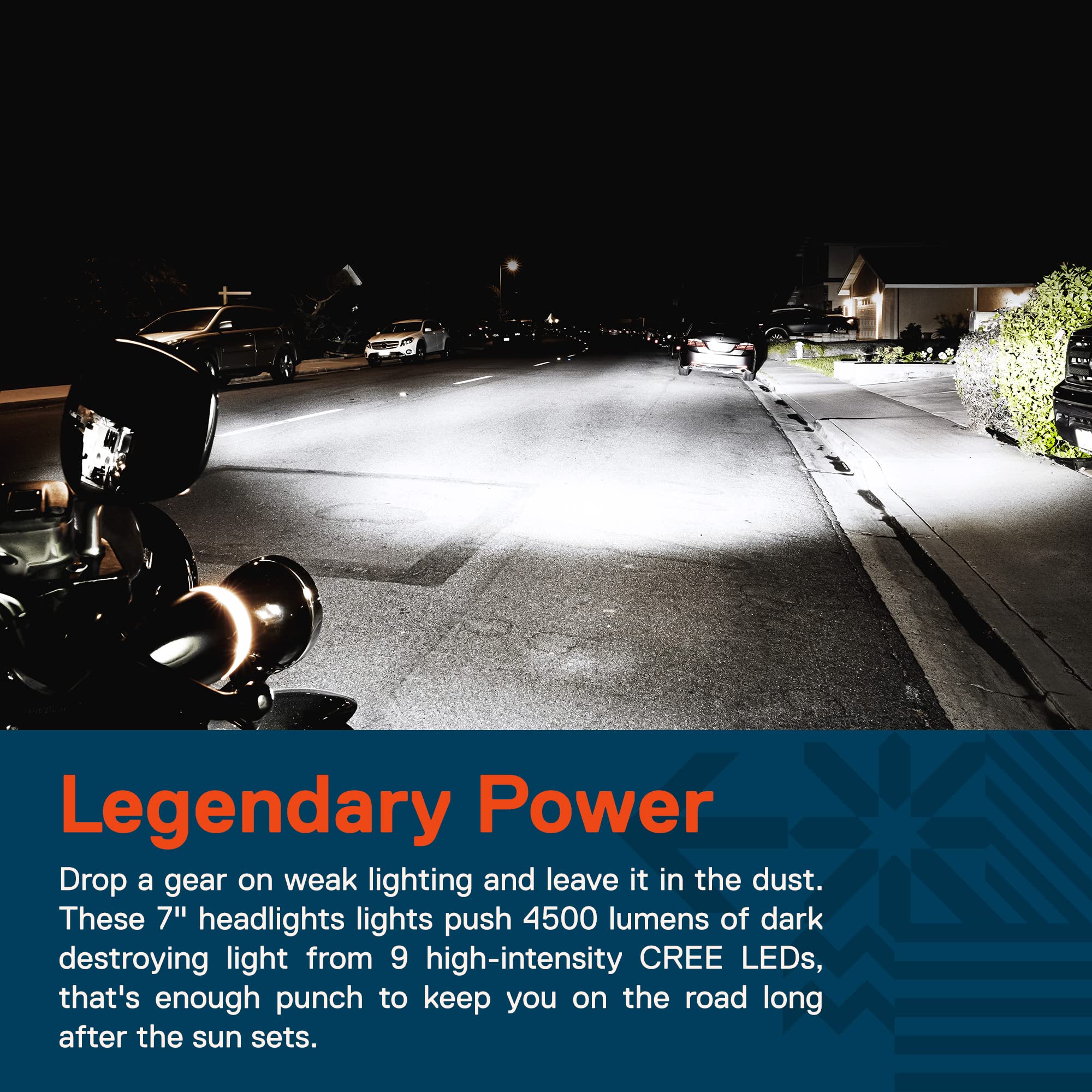 TRUE MODS 7' LED Harley Head Light [Chrome-Finish] [HALO DRL] [4500 Lumen] [H4 Converter Plug] [Built-In CANBus] Headlight for Harley Davidson Road King Glide Street Glide Electra Glide