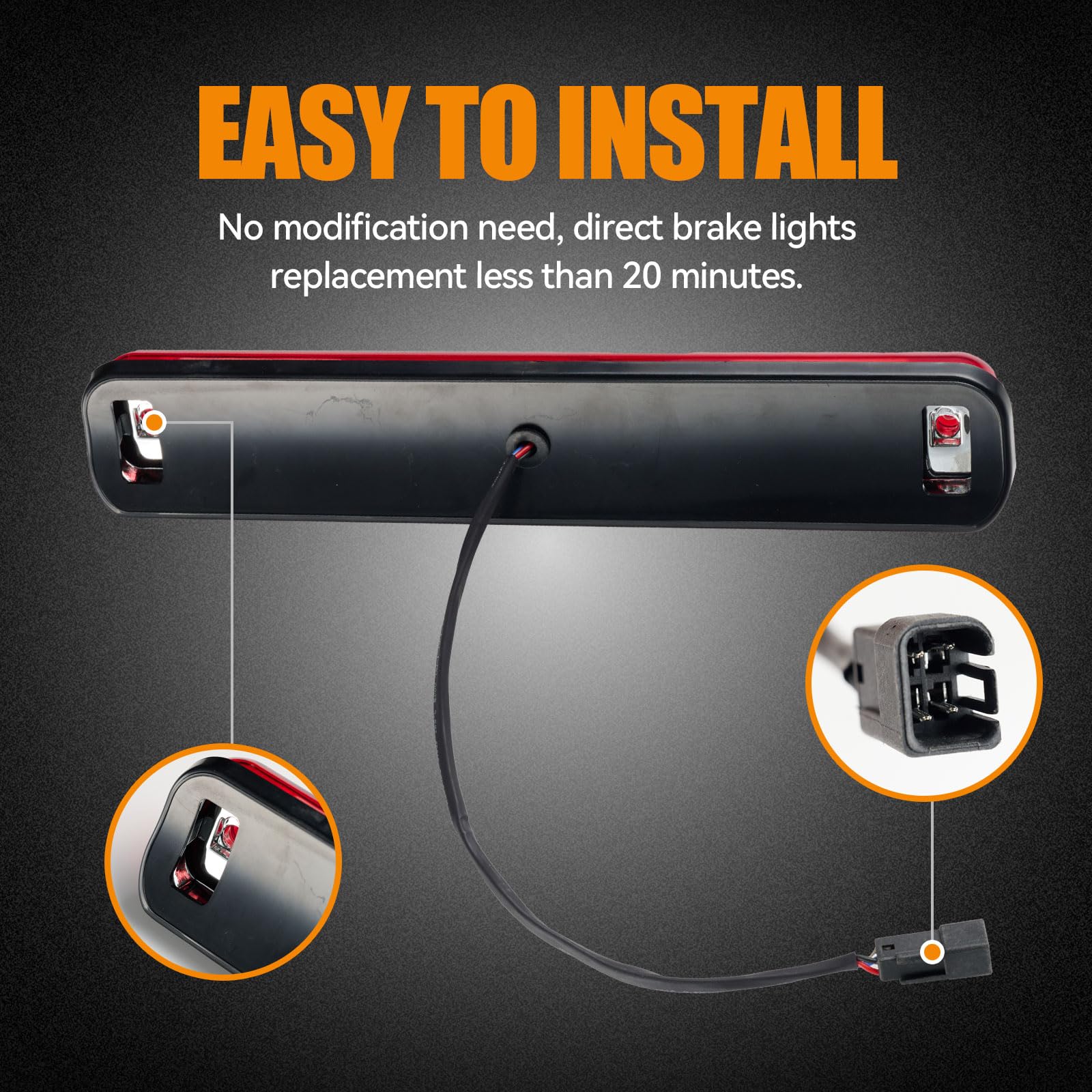 Third 3Rd Brake Light Led For 1988-1999 Chevy/Gmc C1500 C2500 K1500 K2500 Silverado Blazer, High Mount Rear Brake Lights Assembl