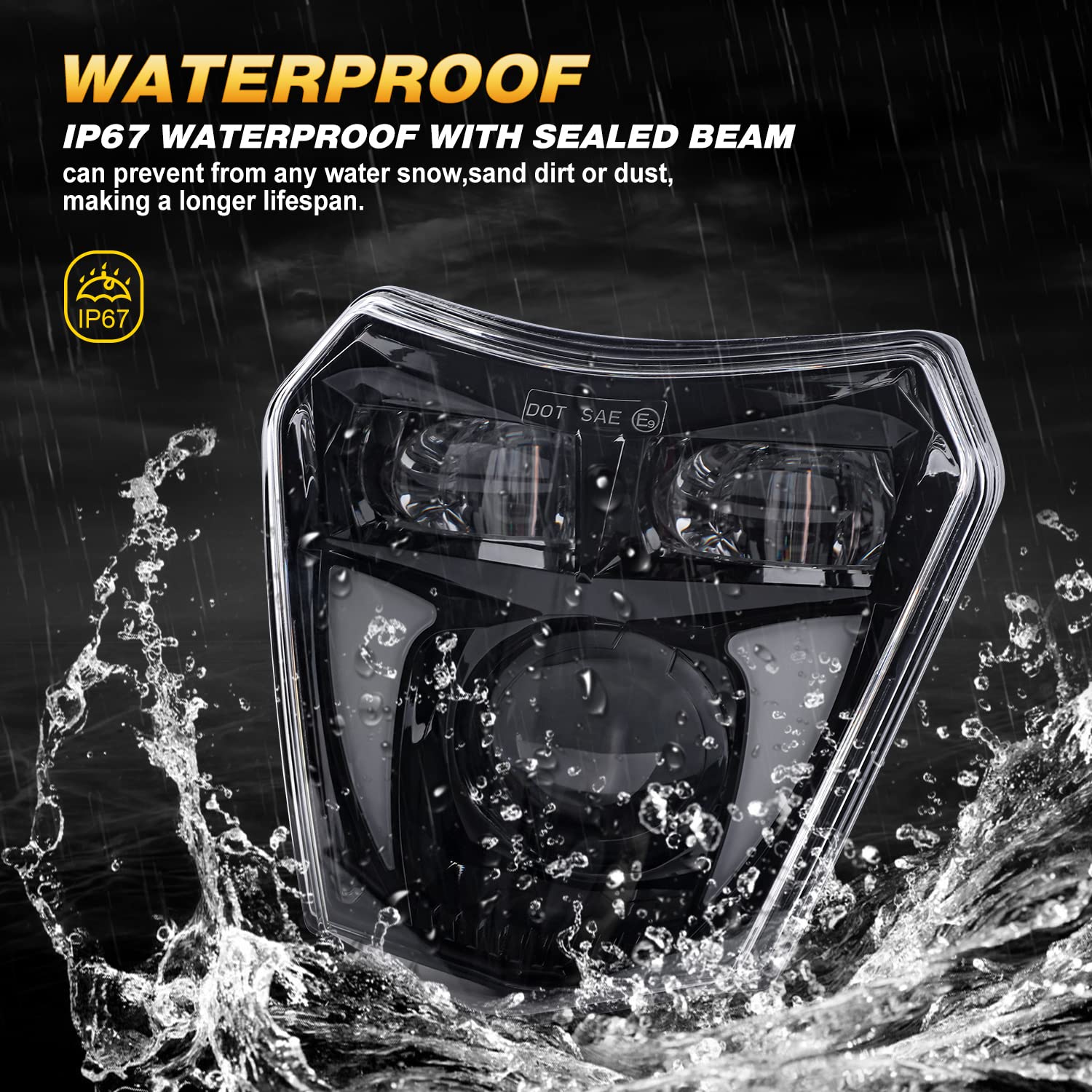 Lx-Light 65W Led Headlight Hi/Lo Beam Drl Compatible With Dirt Bikes Enduro Motorcycle Pit Bike Atv Tc Fe Te Exc Xcw Sxf Sx 125 250 300 350 450 500 530 Smc R 690 Supermoto