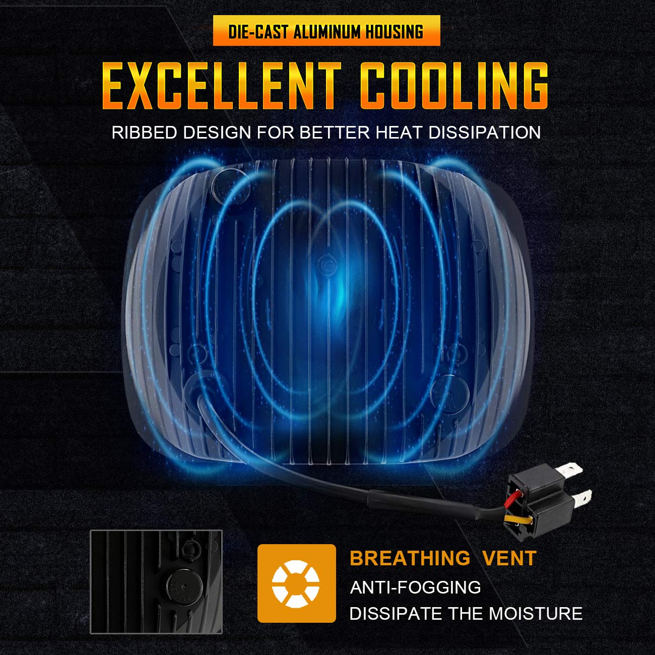 Auxbeam 5X7 Led Headlights, 110W 7X6 Led Headlight With High Low Beam, Dot Approved Sealed Beam Rectangular H6054 Headlamp For J