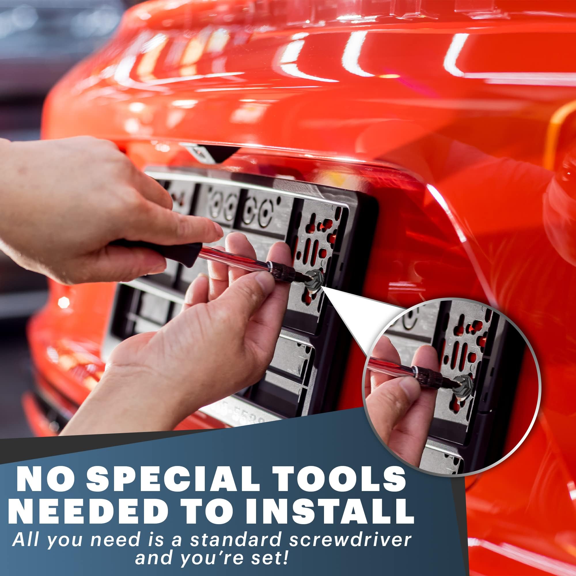 Black License Plate Screws Kit - Set Of 8 Fasteners For Front And Back License Plates And License Plate Frames Or Covers On Domestic Cars, Trucks, Suvs - Rustproof, Self Tapping Mounting Bolts (Black)