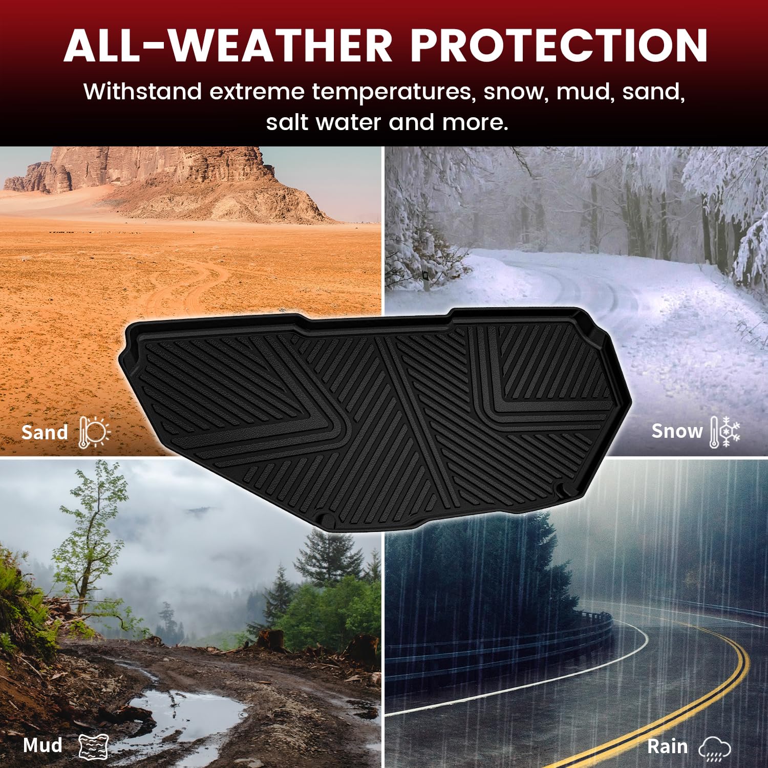 Lasfit Front Trunk Mat 2022 2023 2024 For Rivian R1T R1S, Tpe All Weather Custom Fit Car Upper Frunk Liner & Lower Frunk Liner,