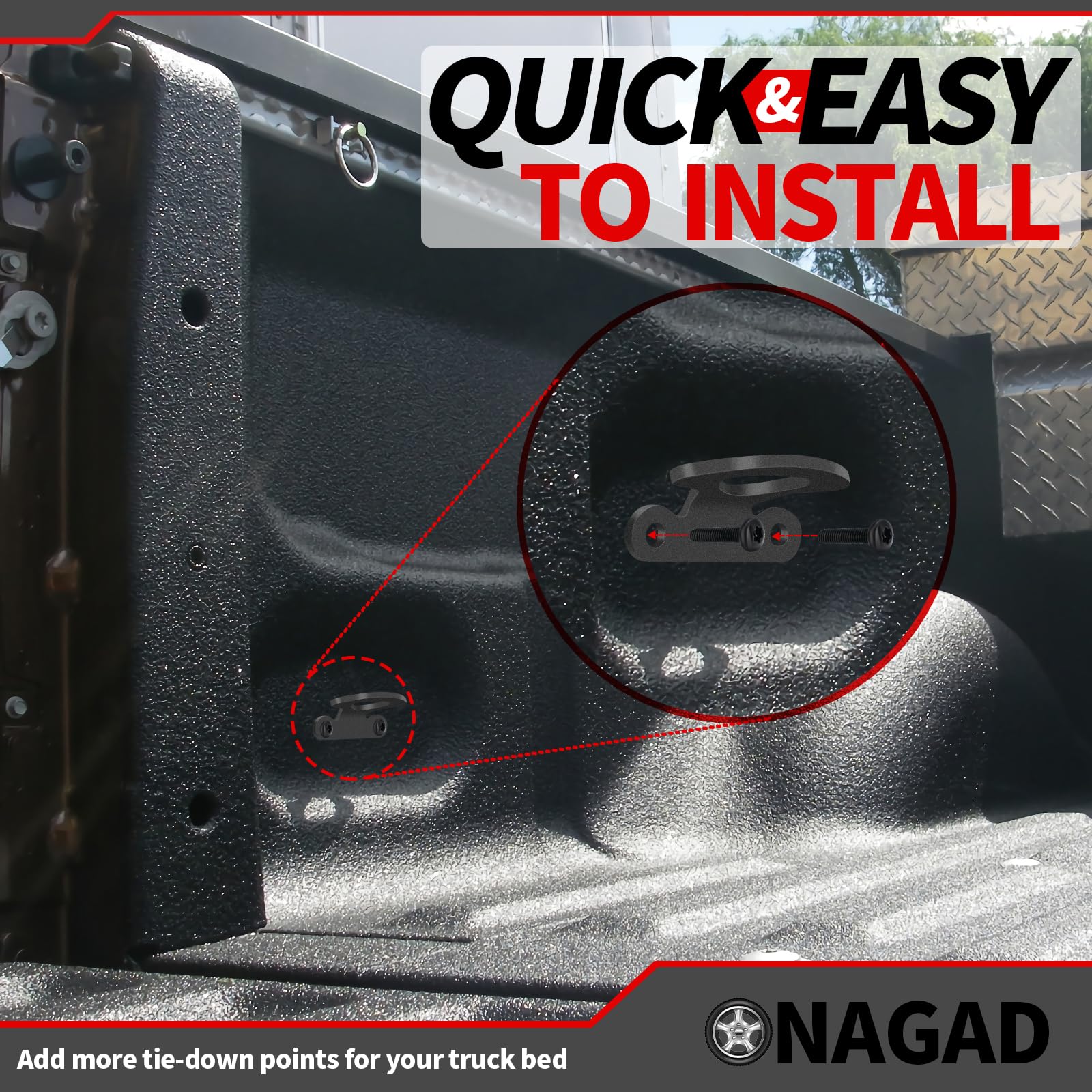 Tie Down Anchors 6 Pack For 2000-2017 Ford F150 Truck Bed Tie Down Anchors With Black Powder Coating | Fits 2004-2017 F-150 Styleside 2001-2010 F 150 Explorer Sport Trac, Inner Bed Tie Downs Hooks