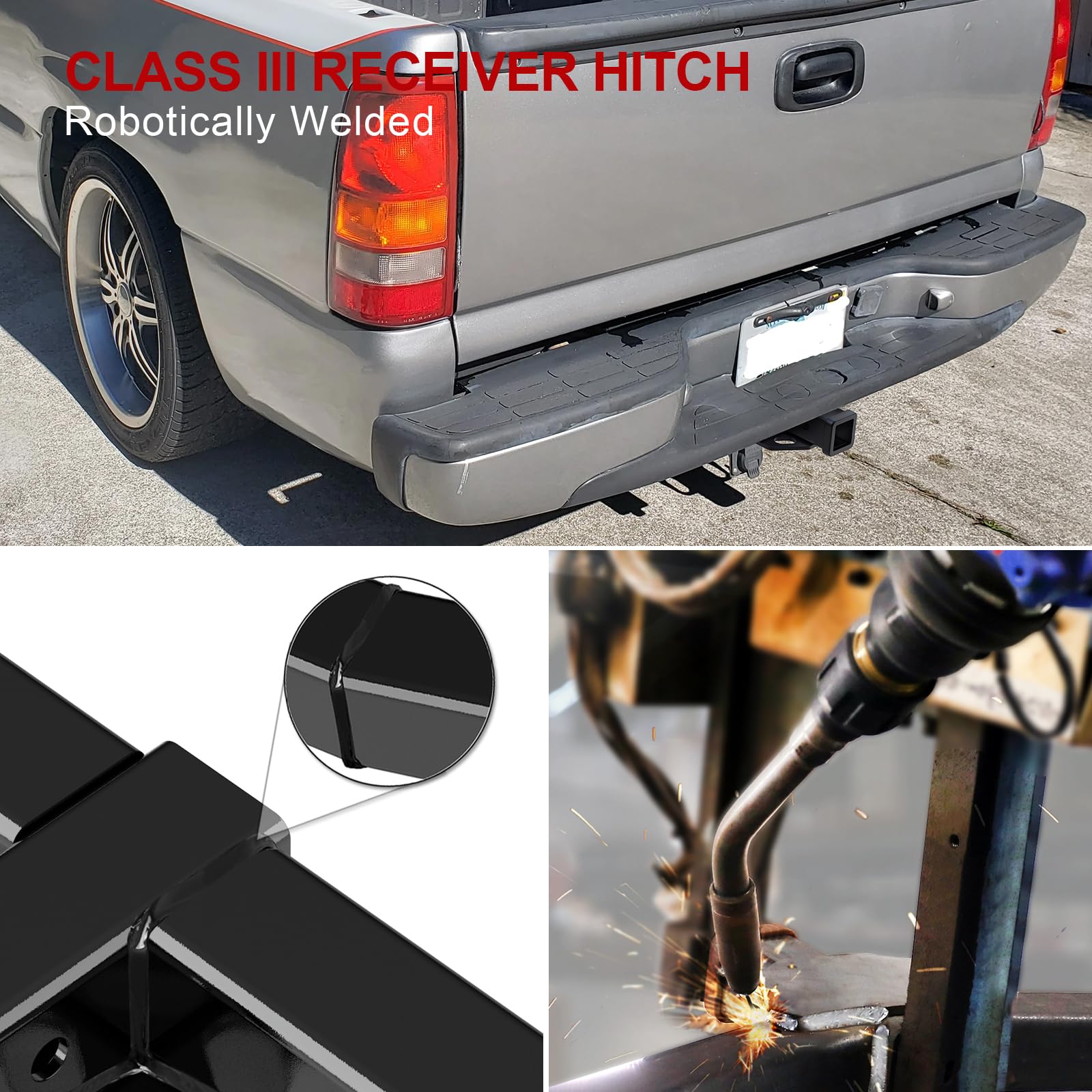 APS Rear Towing Hitch Receiver, Class 3 Trailer Hitch Compatible with GMC Sierra 1500/Chevrolet Silverado 1500 1999-2013