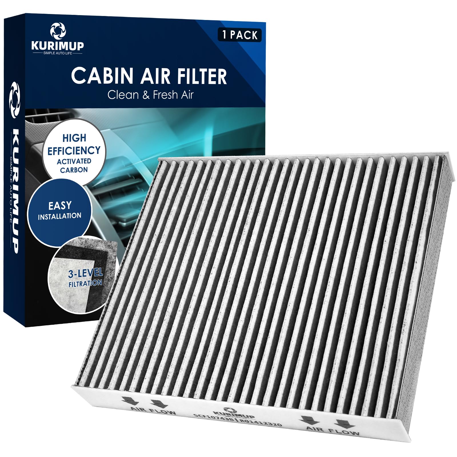 Kurimup Premium Cabin Air Filter With Activated Carbon,Replacement For Cf10743, Fit For Chrysler Town & Country,Dodge Grand Cara