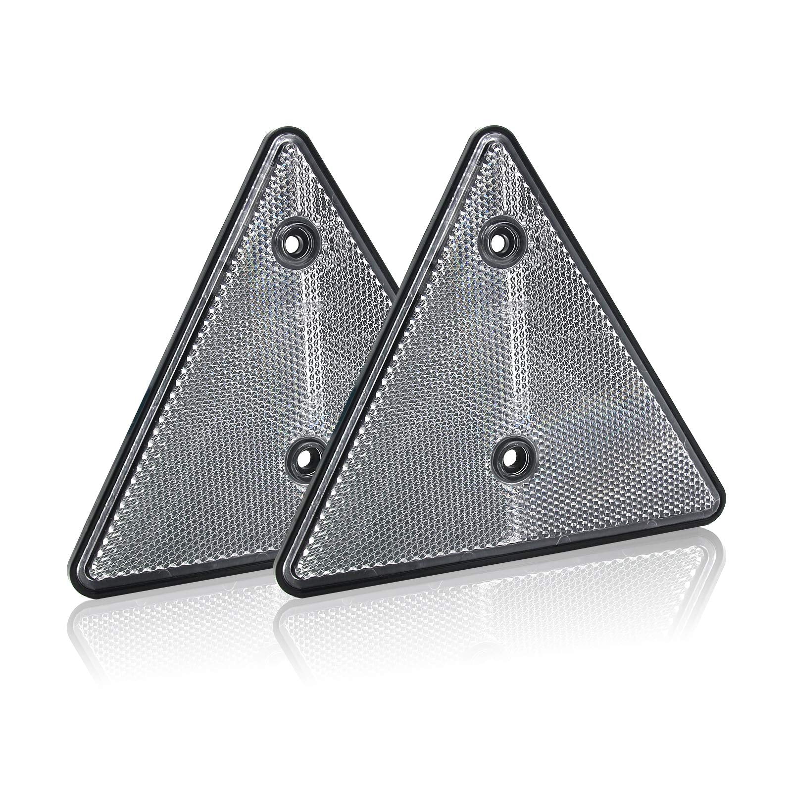 Mfc Pro Tail Rear Back Marker Indicator Triangle Automotive Reflectors For Car Van Truck Trailer - White - Pack Of 2