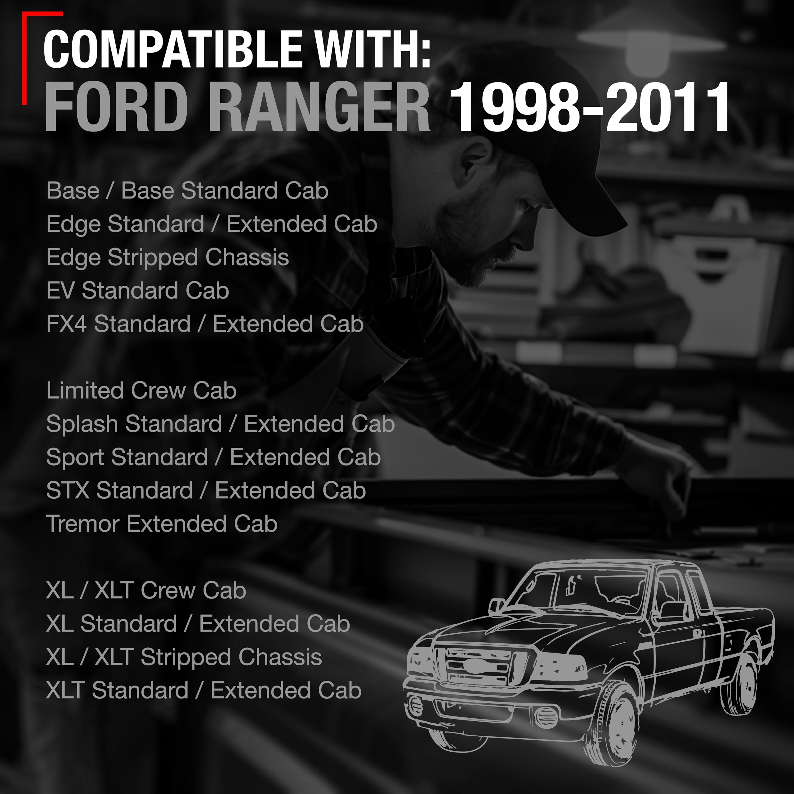 TRUBUILT1 AUTOMOTIVE Exterior Tailgate Door Handle for 1998-2011 Ford Ranger - Smooth Metal OEM Style Finish - OEM Part # XL5Z-9