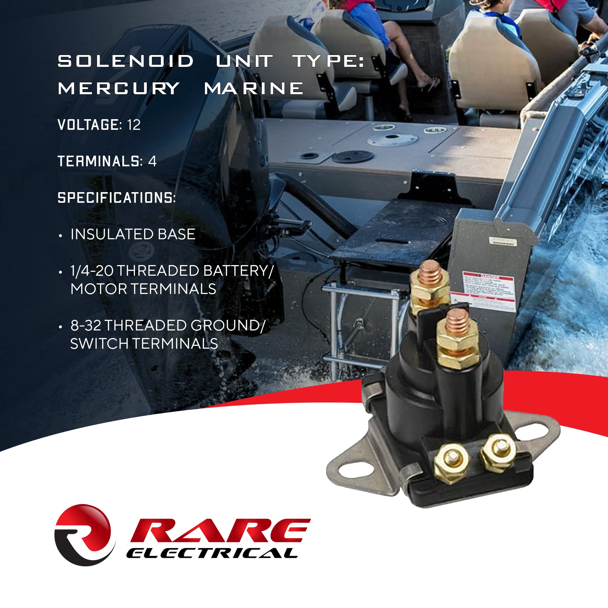 RAREELECTRICAL New 12V Solenoid Compatible With Mercury Mariner Outboard Motors 89-818864T 89-846070 89-94318 89-96158 89-96158T 89818864T 89846070 8994318 8996158 8996158T