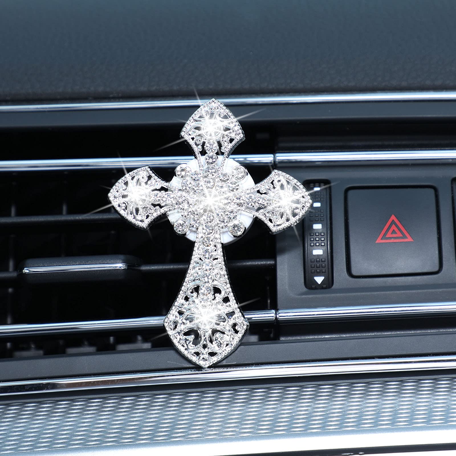 Frienda Bling Car Air Vent Clip Crystal Cross Rhinestone Vehicle Air Conditioner Outlet Vent Charm Car Bling Accessories For Wom