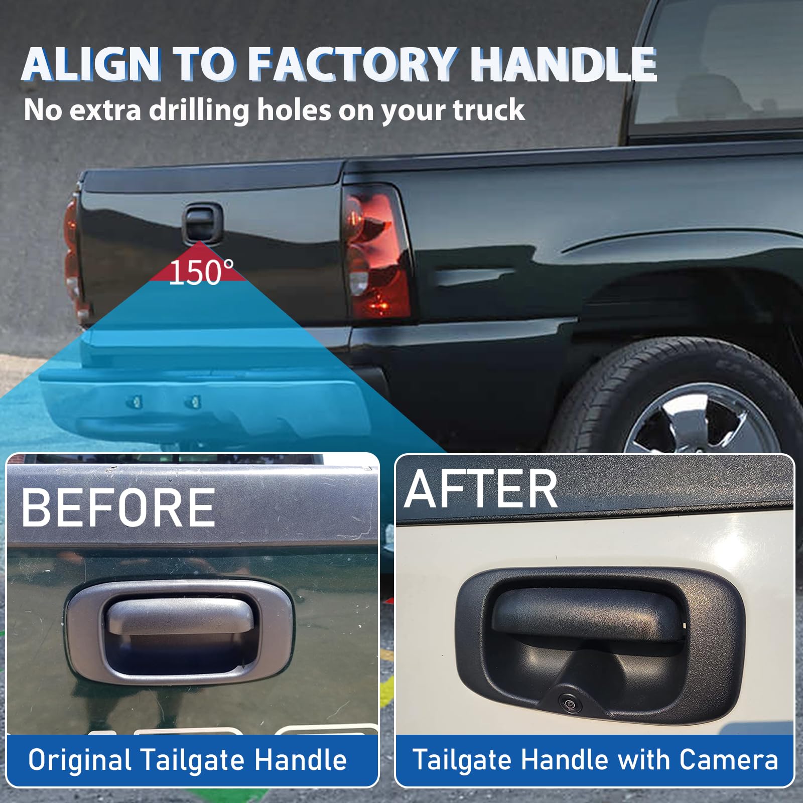 Eway Tailgate Handle Backup Camera For 1999-2007 Chevy Silverado Gmc Sierra 1500 2500 3500 Hd Classic Tailgate Reversing Rear Vi