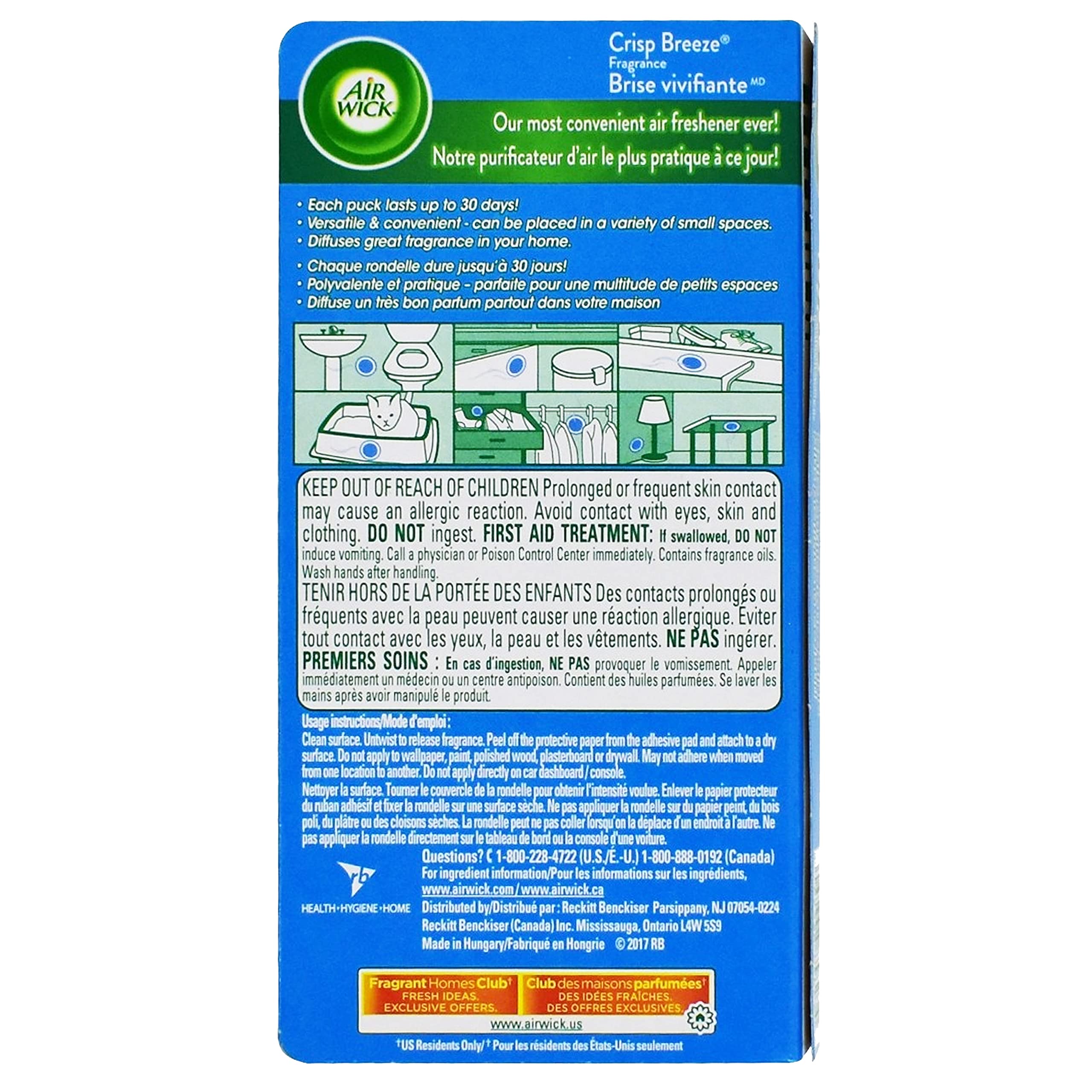 Air Wick Stick Ups Car Air Freshener, Crisp Breeze, 2ct Pack of 12, Blue, Model AC1109