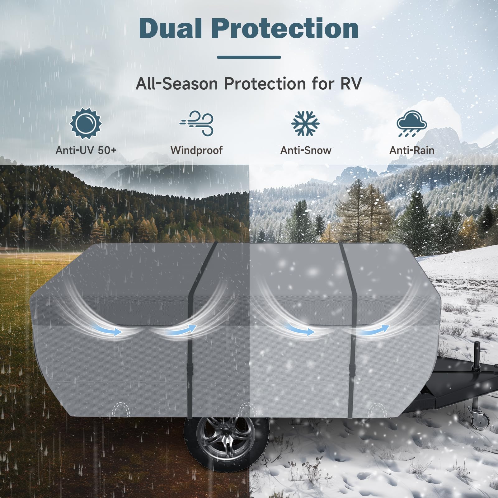 Umbrauto Pop Up Folding Camper Cover Upgraded 7 Layers Top Tent Trailer Cover Waterproof Extra Thick Polypropylene Breathable Ri