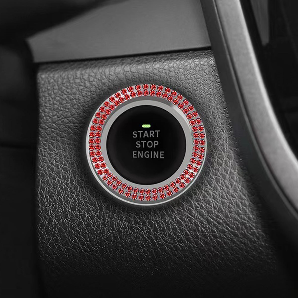 Bling Car Crystal Rhinestone Ring Emblem Sticker, Car Interior Decoration, Bling Car Accessories for Women, Push to Start Button
