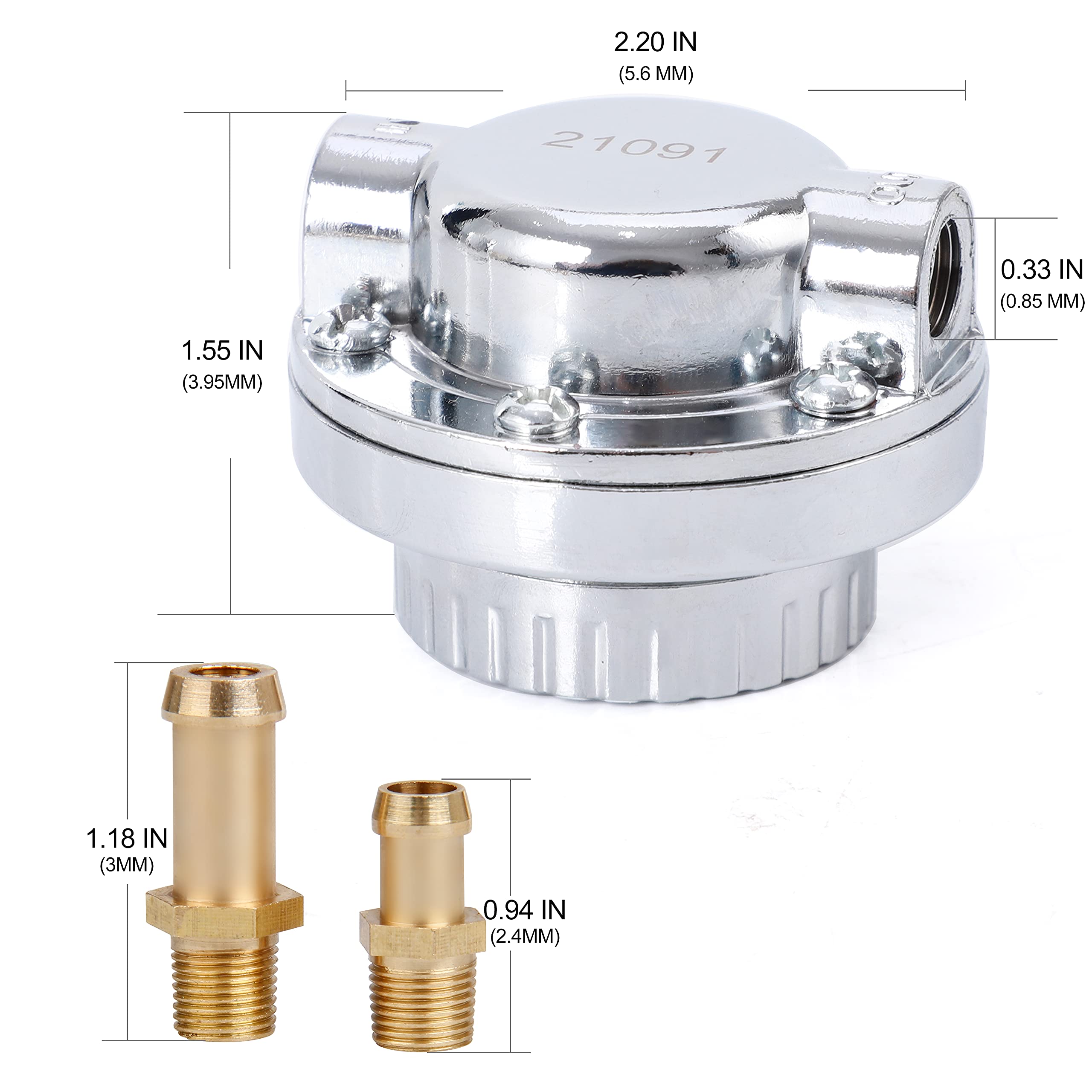 Pilida 9710 Fuel Pressure Regulator Kit: Manual 5-Speed Adjustable Engine Carburetor Carb With 1/4'', 5/16'',3/8'' Fuel Adapters