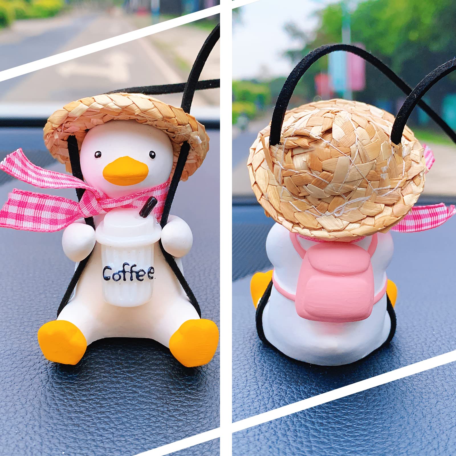 Swinging Duck Car Hanging Ornament, Pink Car Mirror Hanging Accessories, Cute Car Decor Charm Pendant Rear View Mirror Accessories Car Interior Accessories, Office/ Home Decor