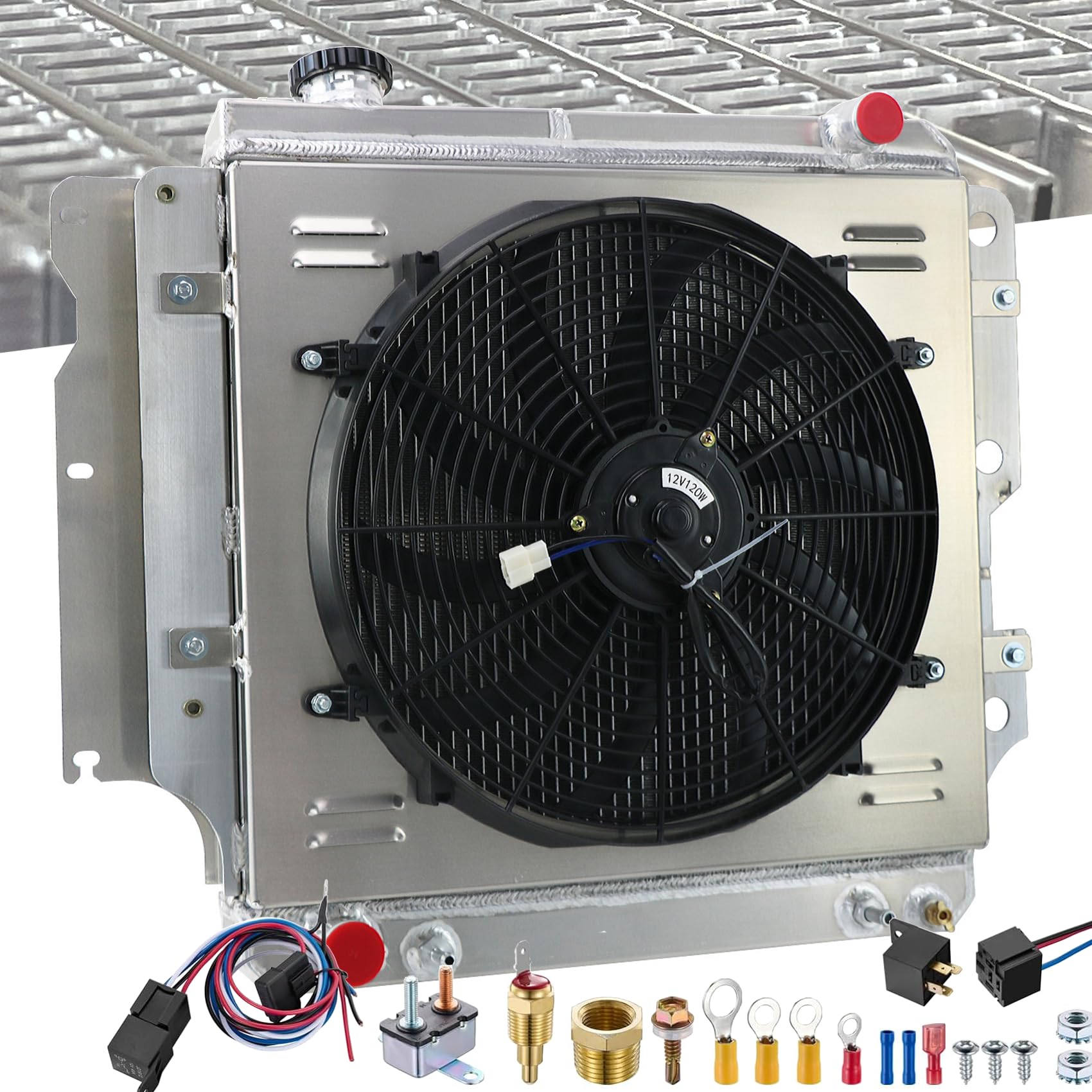 HKAUTOPART Radiator Compatible with 1987-2006 Jeep Wrangler 2.4L 2.5L L4 4.0L 4.2L L6 Gas & 1997-2006 Jeep TJ 2.4L 2.5L 4.0L, 3 