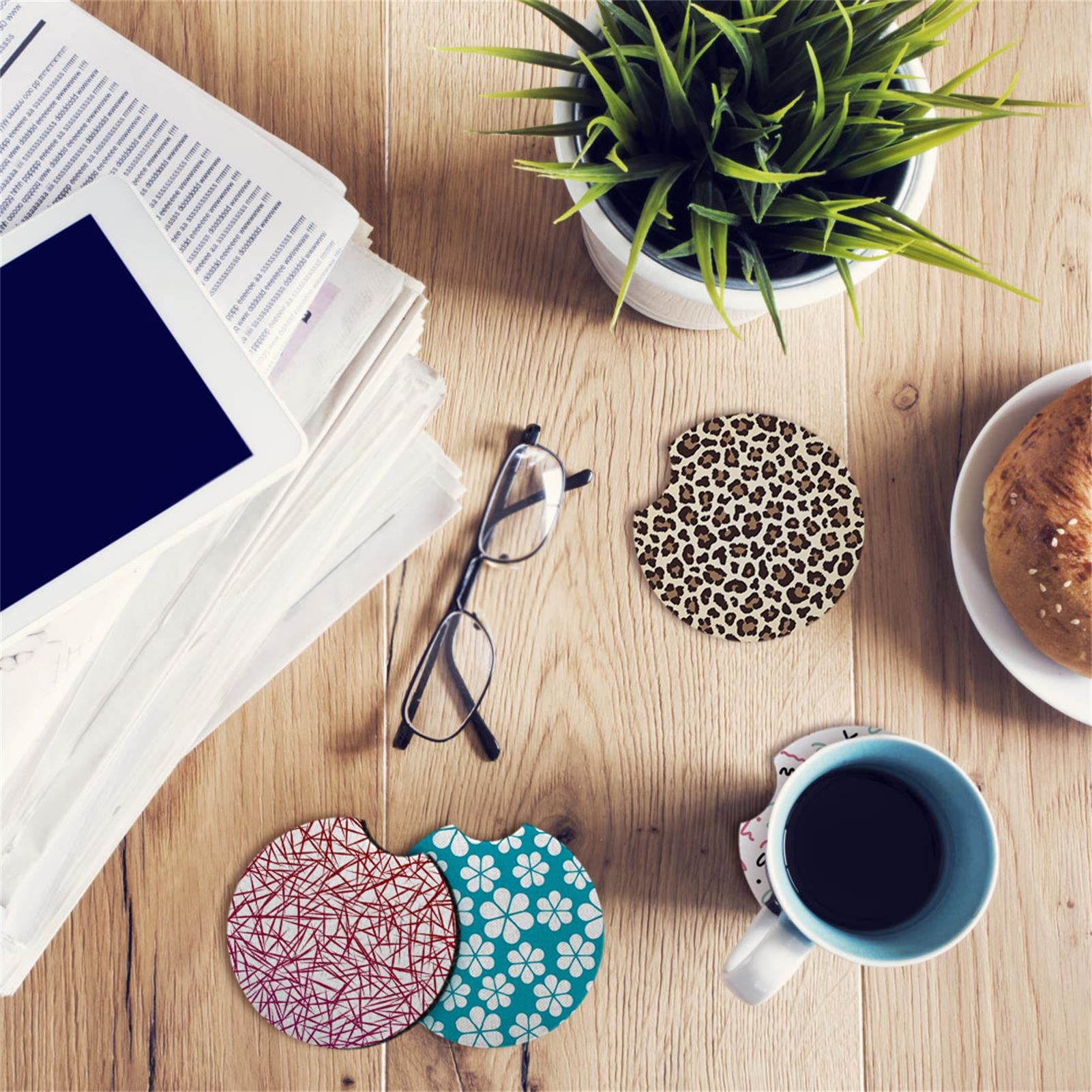 120Pcs Sublimation Blanks Car Coasters, Absorbent Auto Coasters For Cup Holders, Neoprene Car Coasters Absorb Spills To Keep Cup