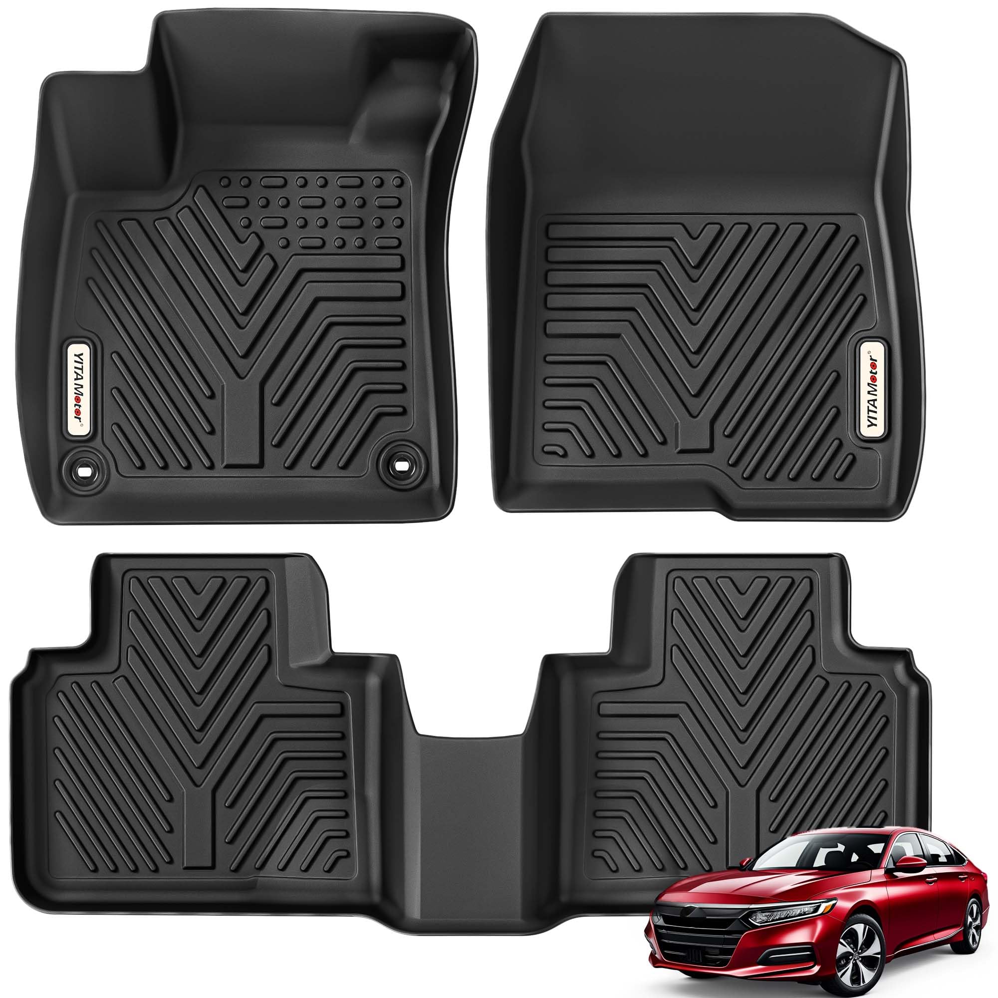 Yitamotor Floor Mats Fit For Honda Accord 2018-2022, Tpe All Weather Custom Floor Liners 1St & 2Nd Row, Black