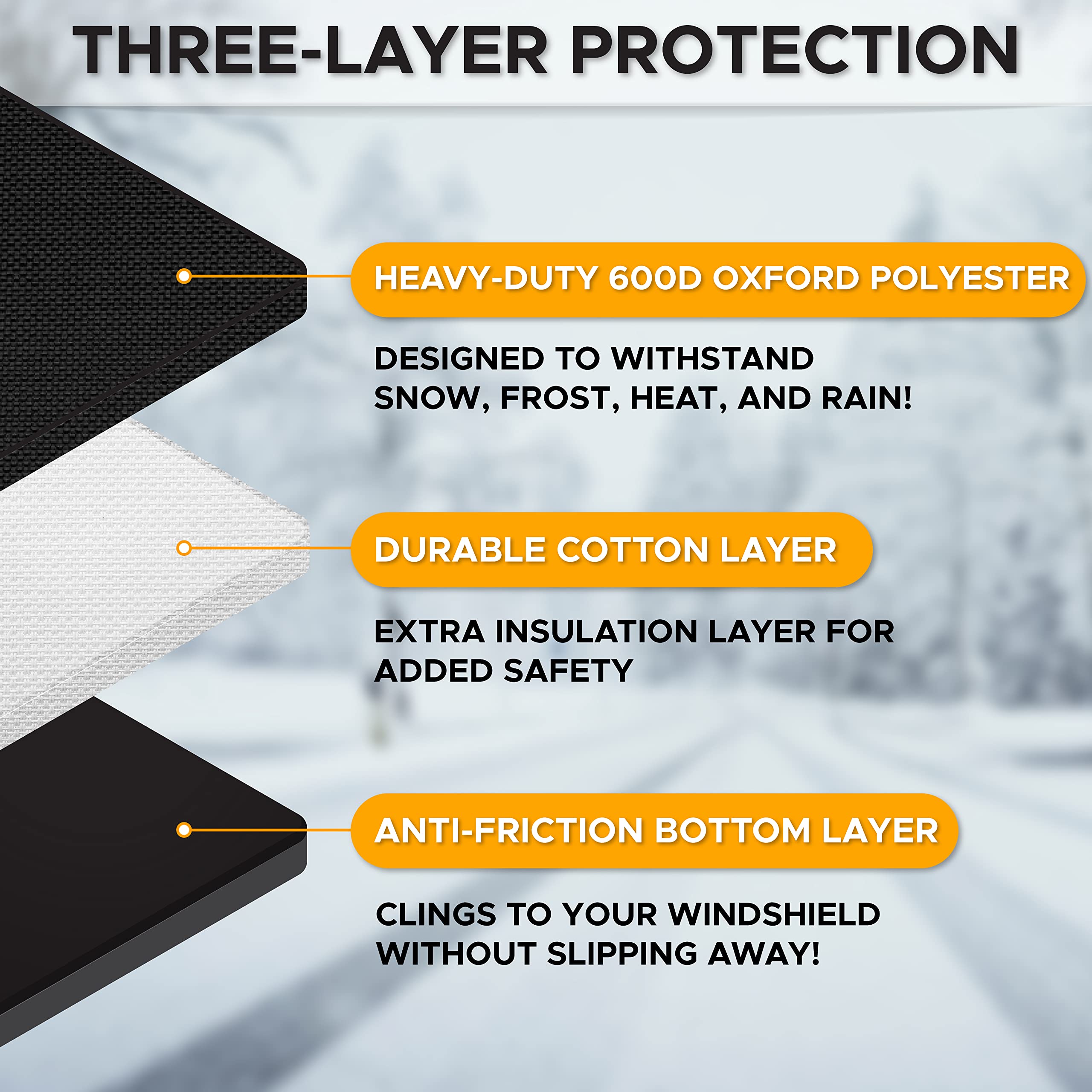 Econour Rear Windshield Snow Cover | All Weather Back Window Frost Cover Offers Complete Protection From Snow, Ice & Other Winter Debris | Winter Car Accessories That Fits Most Sedans, Suvs & Vans