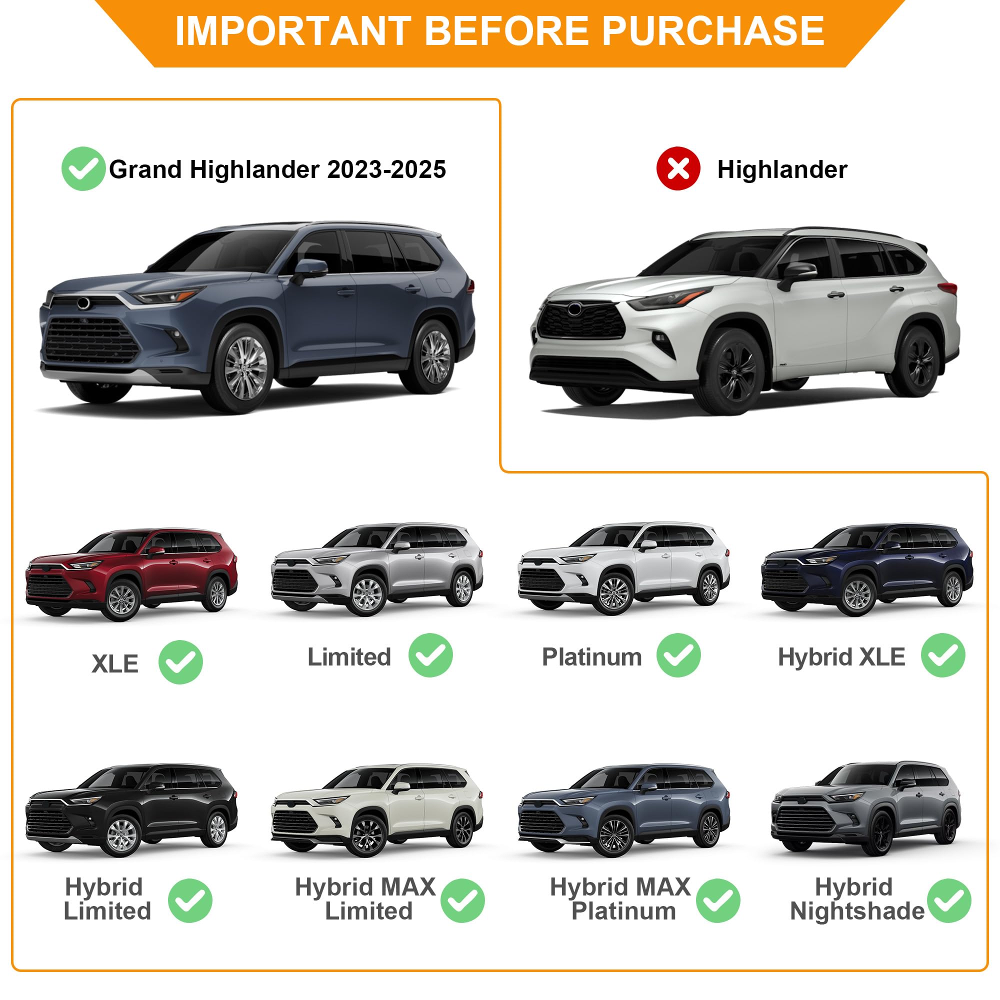 Autekcomma Heavy Duty Silver Upgraded Roof Rack Crossbar Compatible With Toyota Grand Highlander 2023Up .Max 260Lb Loading Weigh