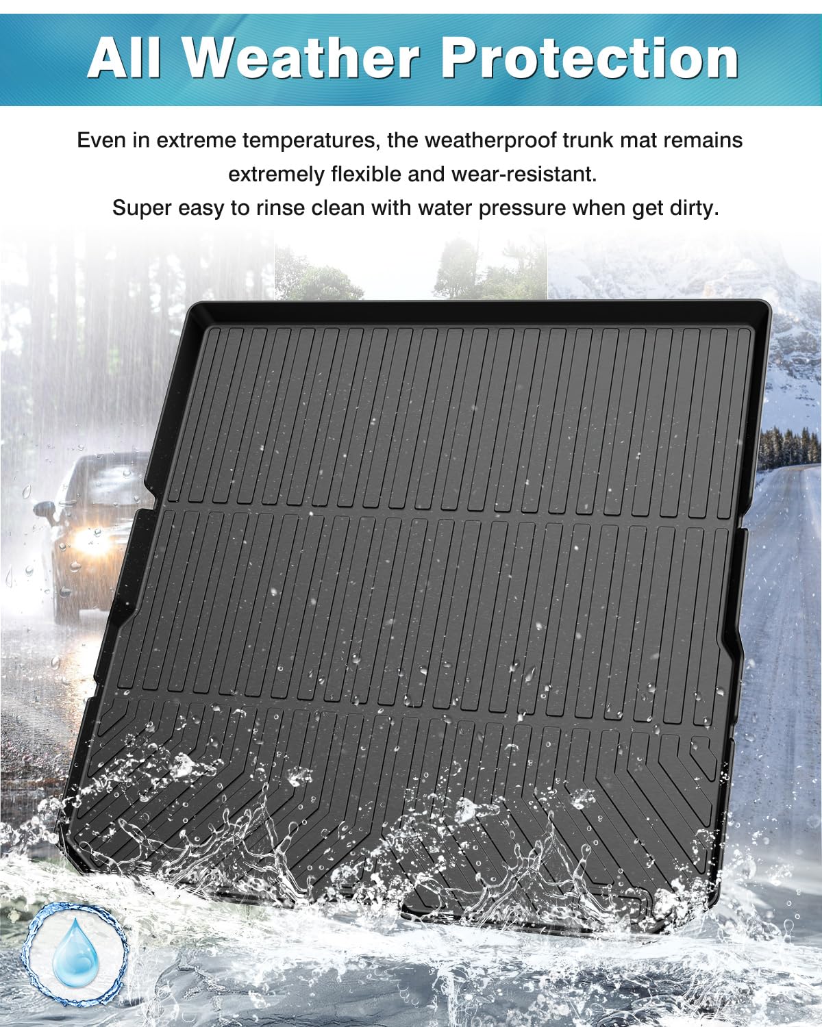 Powerty Trunk Mat For 2016-2021 2022 Honda Pilot Accessories Cargo Mats Tpe All Weather Cargo Liner Back Seat Cover Heavy-Duty T