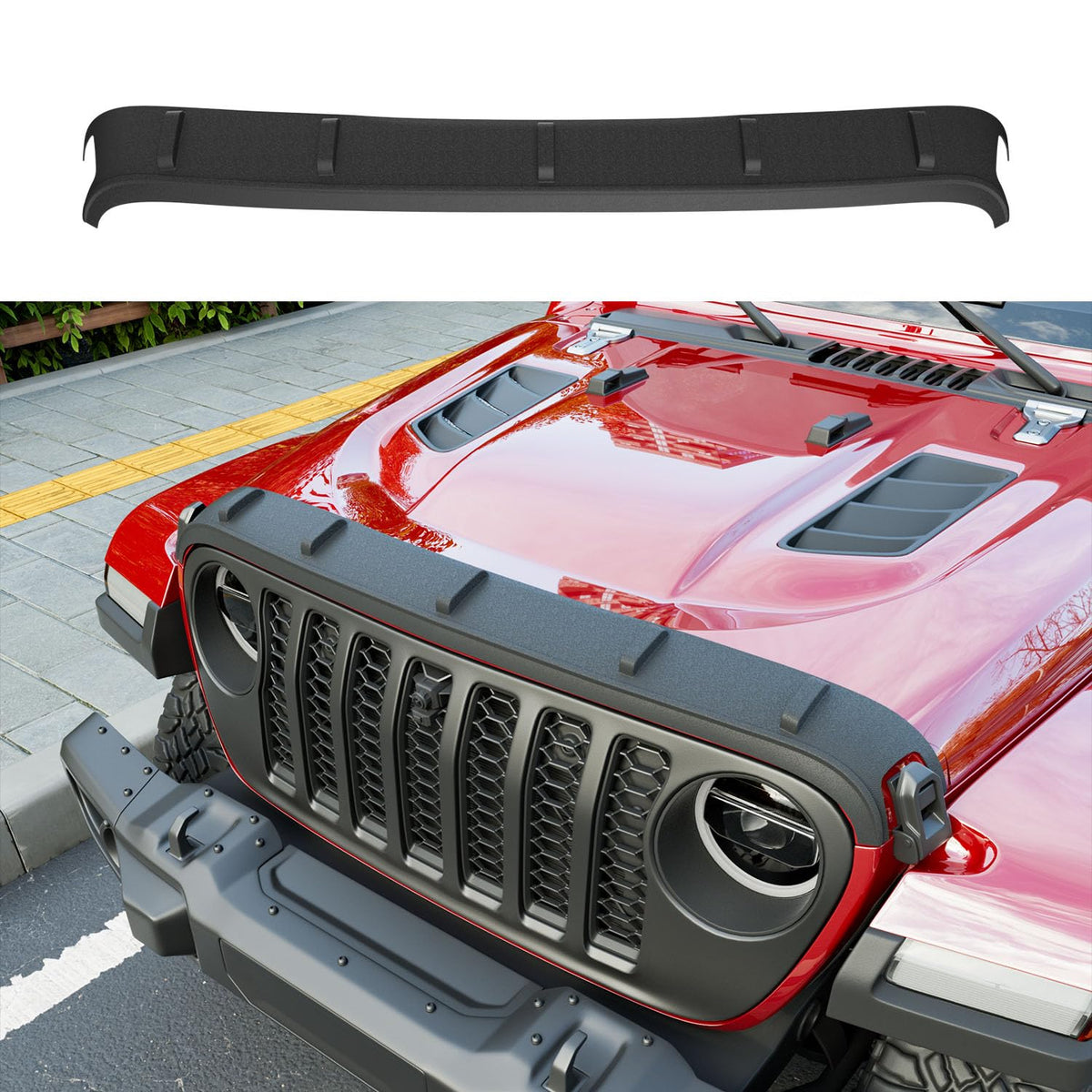 powoq Hood Deflector Compatible with 2020-2025 Jeep Gladiator JT Hood Protector Wrangler JL Shield TPE Deflector Replacement for