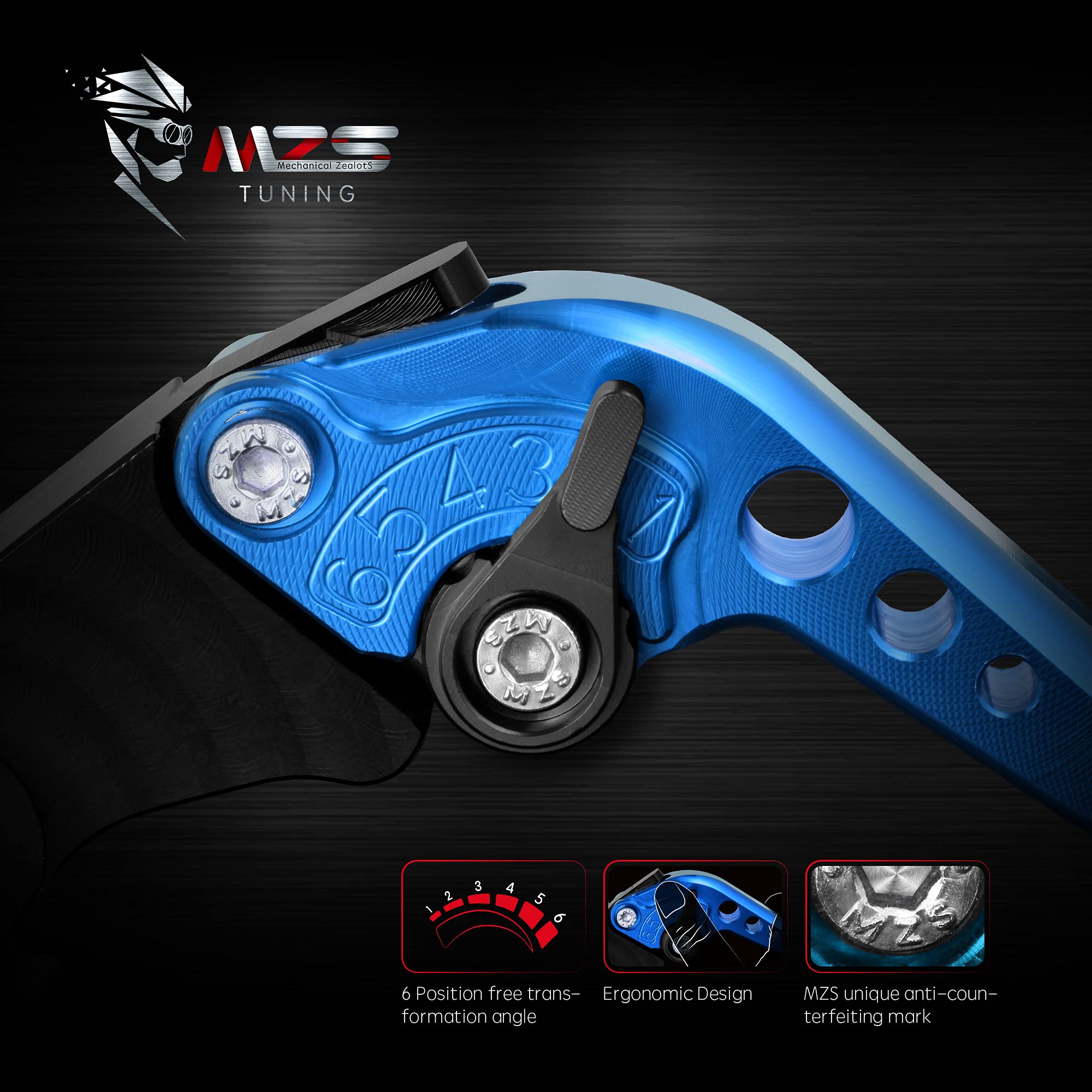 Mzs Blue Motorcycle Brake Clutch Levers Adjustable Short Compatible With Grom Msx125 14-25 / Cbr500R Cb500F Cb500X 13-21 / Monke