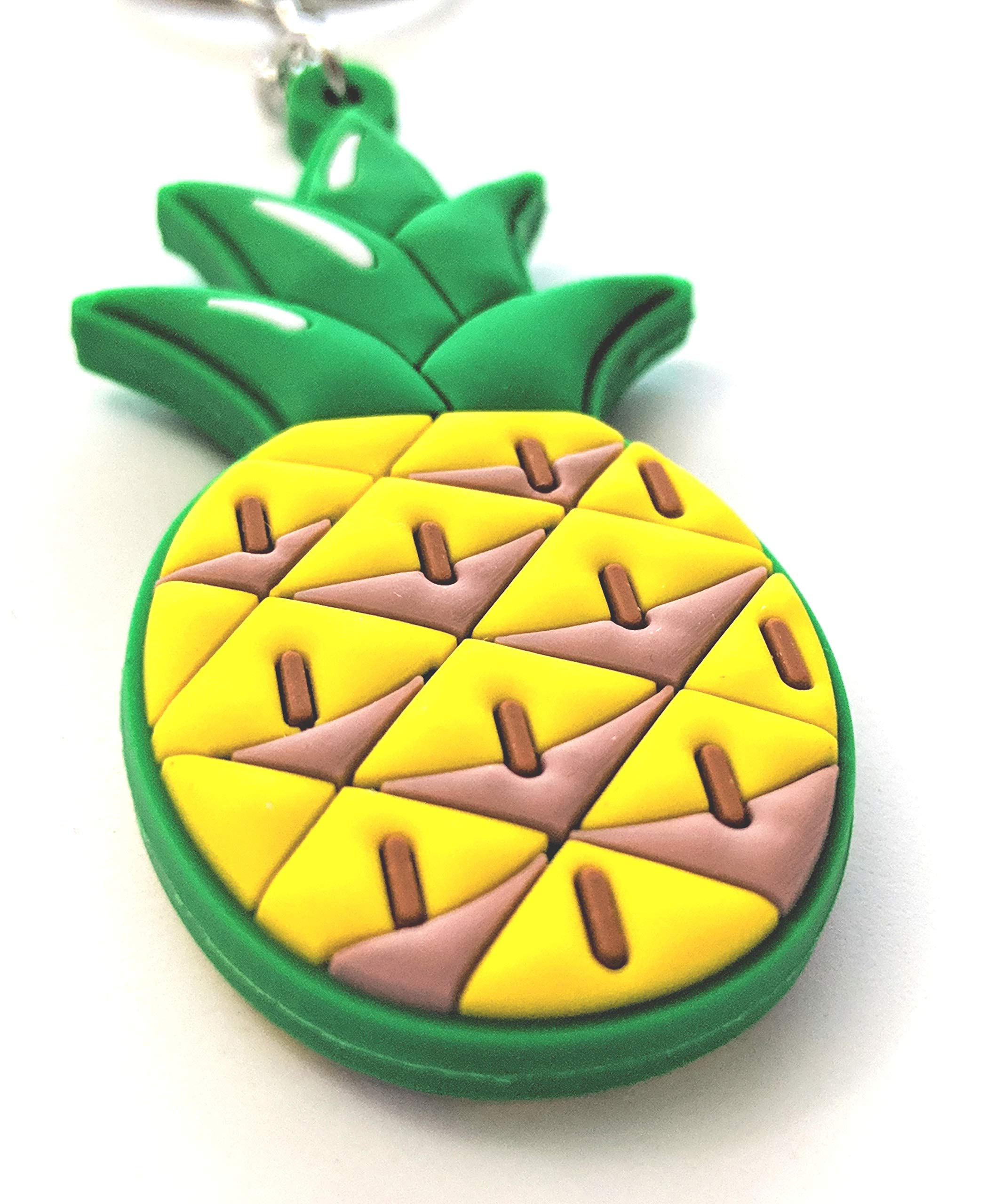 GT//Rotors Pineapple Rubber Keychain Soft Pine Apple PVC Double Sided Car Keys Fob Accessory
