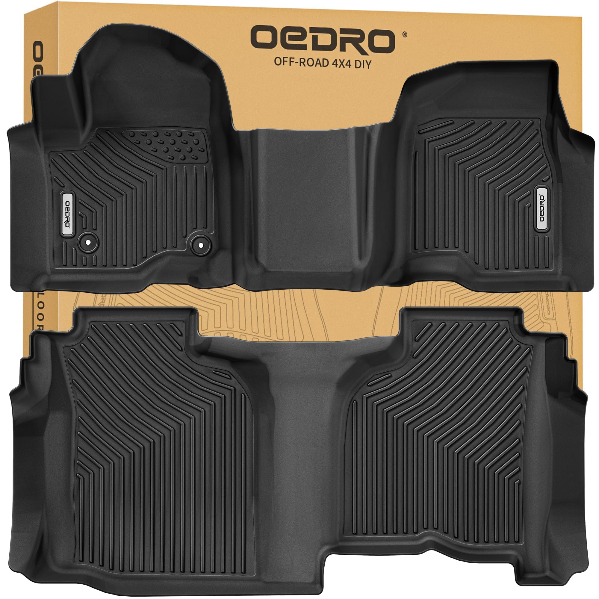 Oedro Floor Mats Fit For 2019-2025 Chevrolet Silverado 1500/Sierra1500 Double Cab With 1St Bench Seats, No Rear Underseat Storag