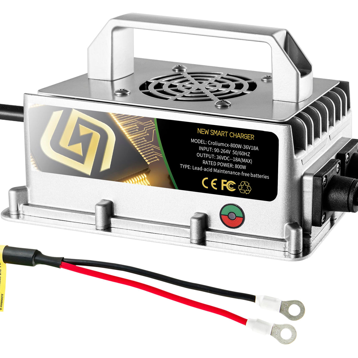 Croliumcx 36Volt 18Amp Aluminum Casting Wide Voltage Golf Cart Battery Charger Onboard Conversion Matching O-Type Terminal Charges The 36V Ezgo/Club Car Golf Cart/Electric Motorcycle