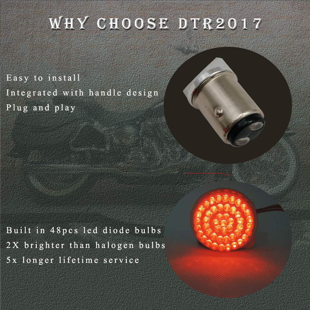 Motoparacc 1157 Rear Led Turn Signal Lights, 2 Inch Bullet Red Brake Tail Light With Smoked Lens Cover For Harley Sporster 1200, Dyna, Road King, Street Glide, Softail 2020