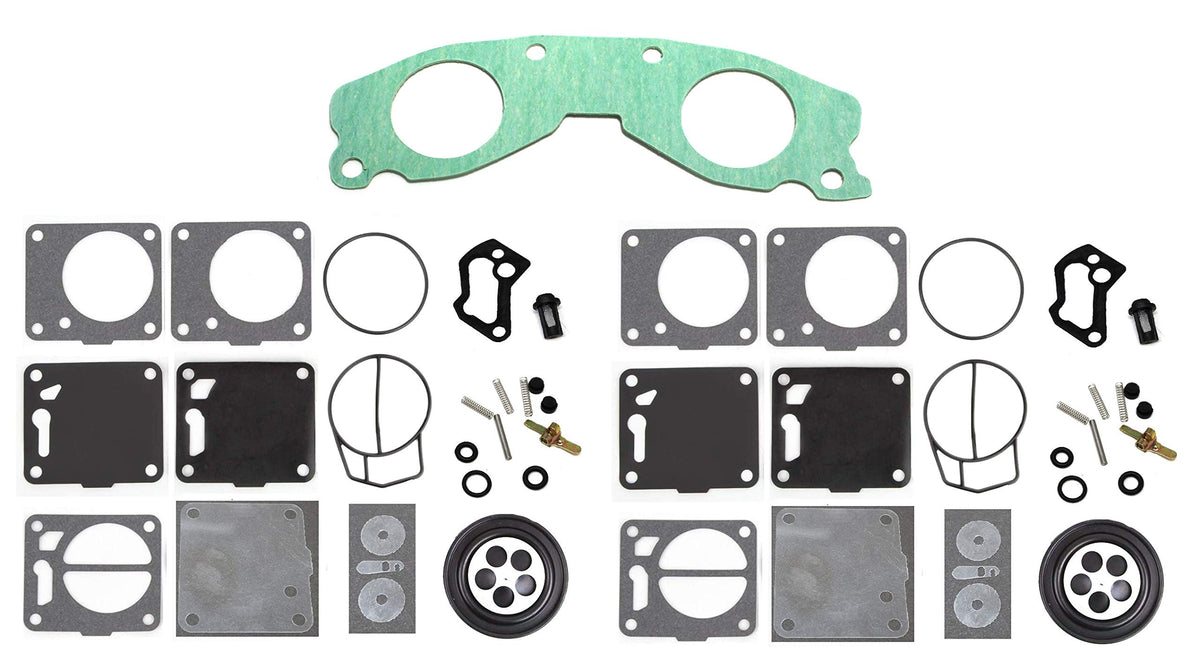 Aftermarket Mikuni Dual Carb Carburetor Rebuild Kit With Base Gasket 64X-13556-00-00 Compatible With Yamaha Wave Runner Wave Rai